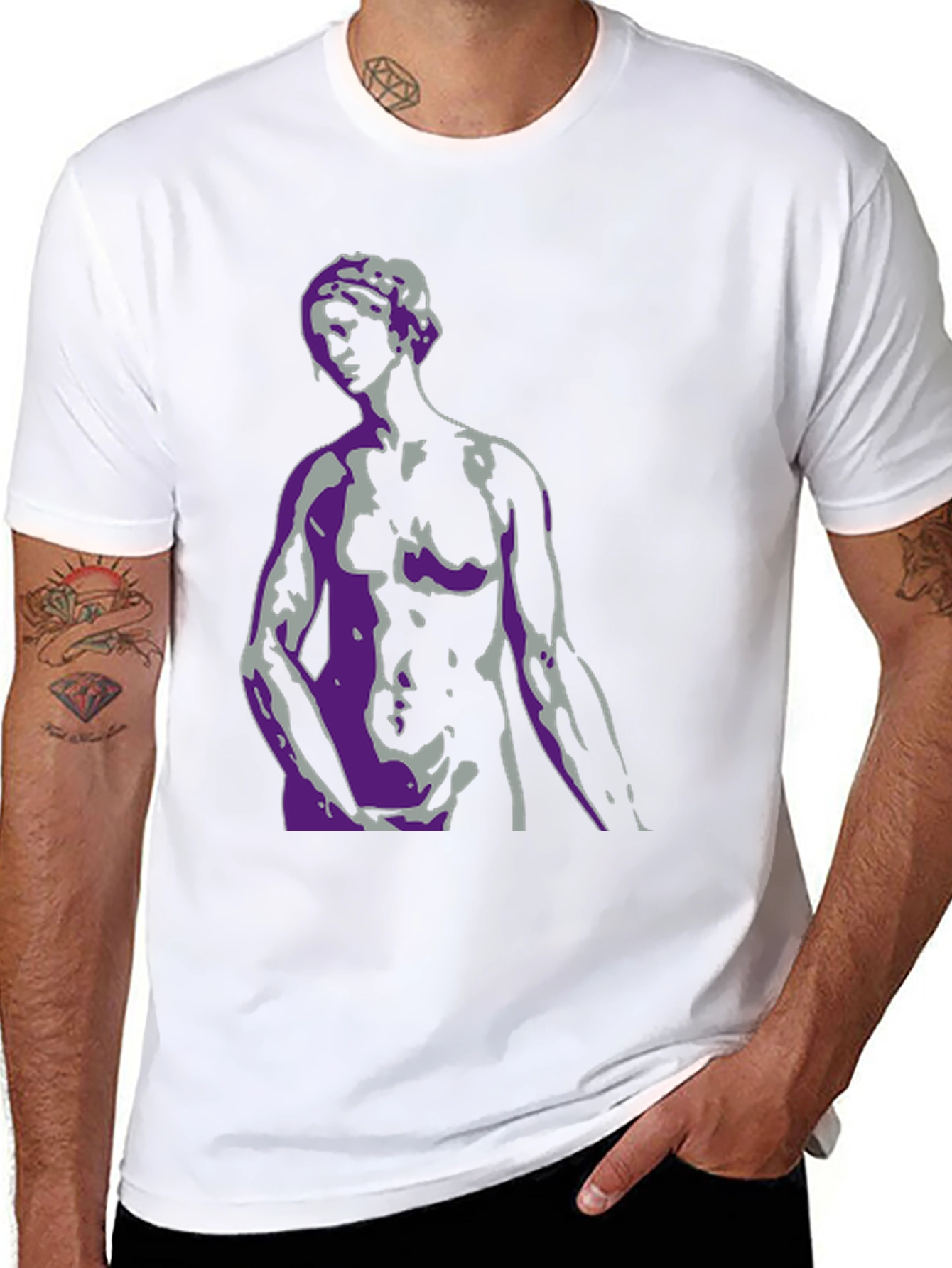 Abstract Statue Graphic T-Shirt - Mens Black Tee
