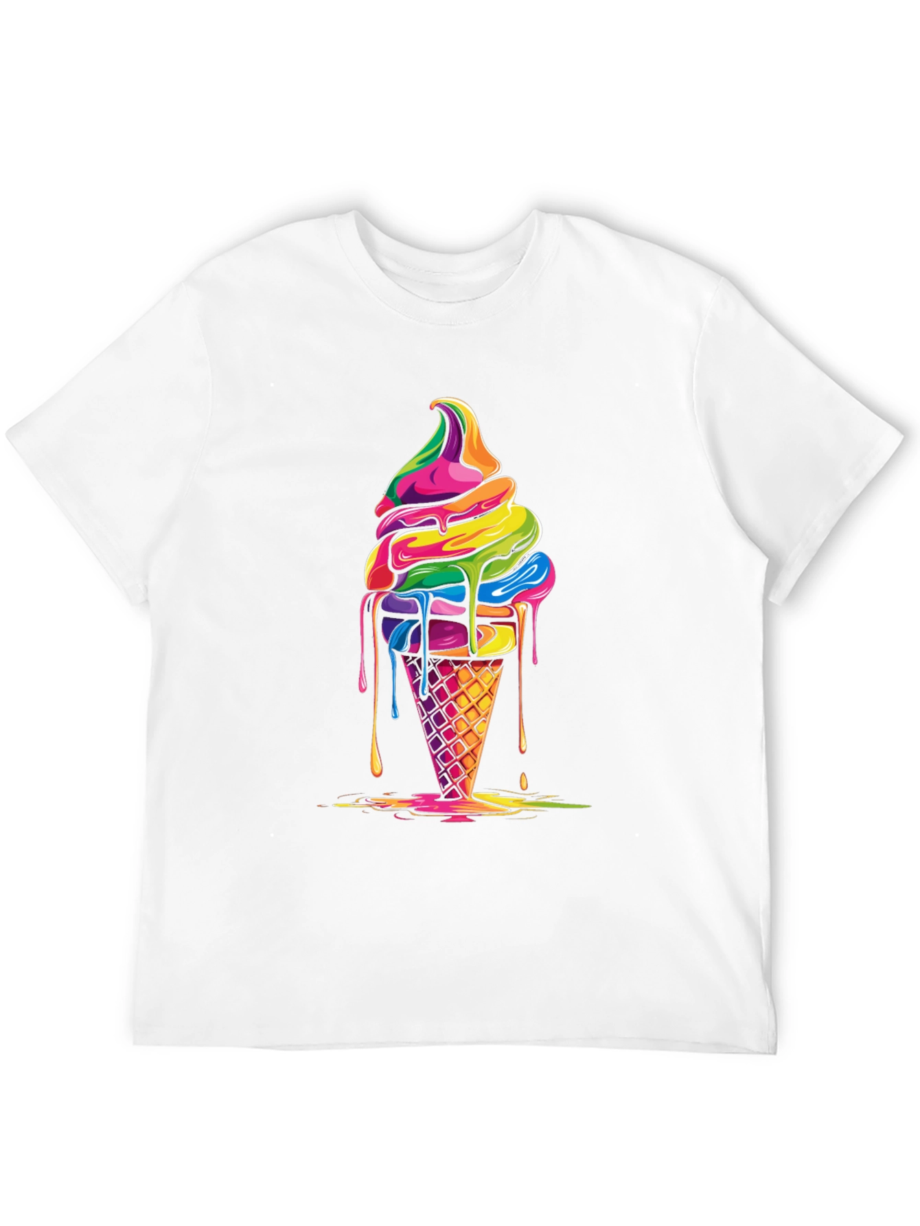 Rainbow Ice Cream Graphic Black T-Shirt