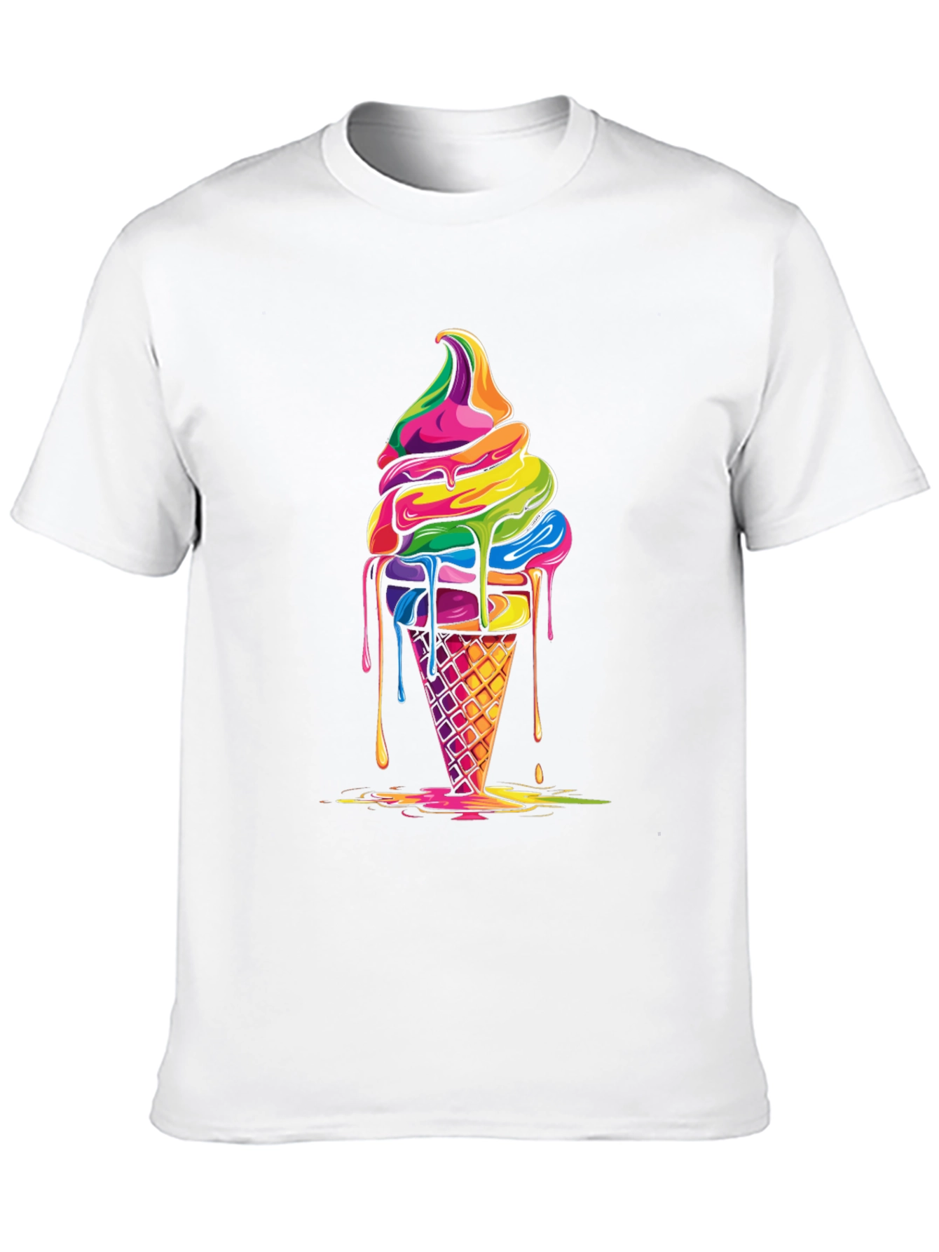 Rainbow Ice Cream Graphic Black T-Shirt