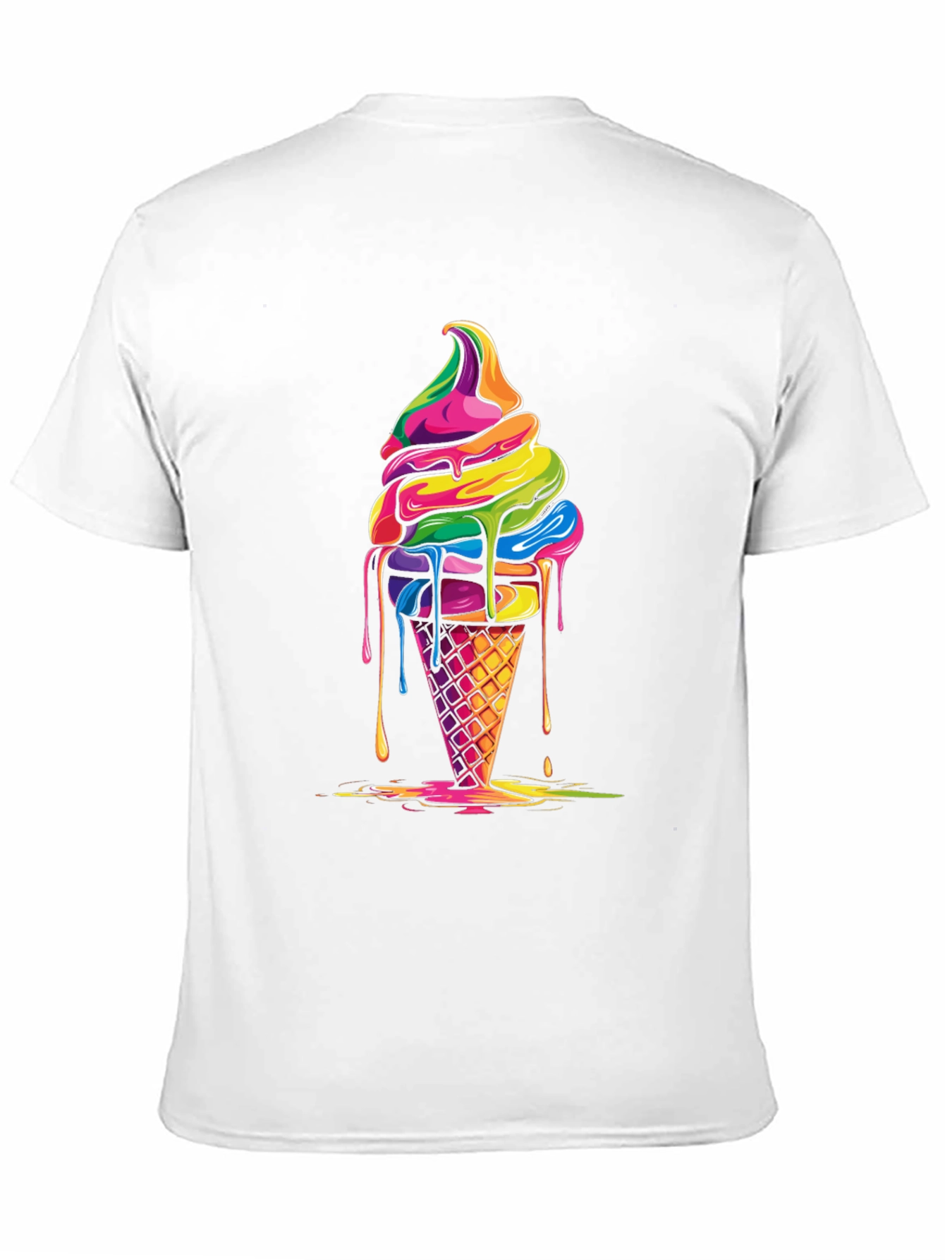 Rainbow Ice Cream Graphic Black T-Shirt