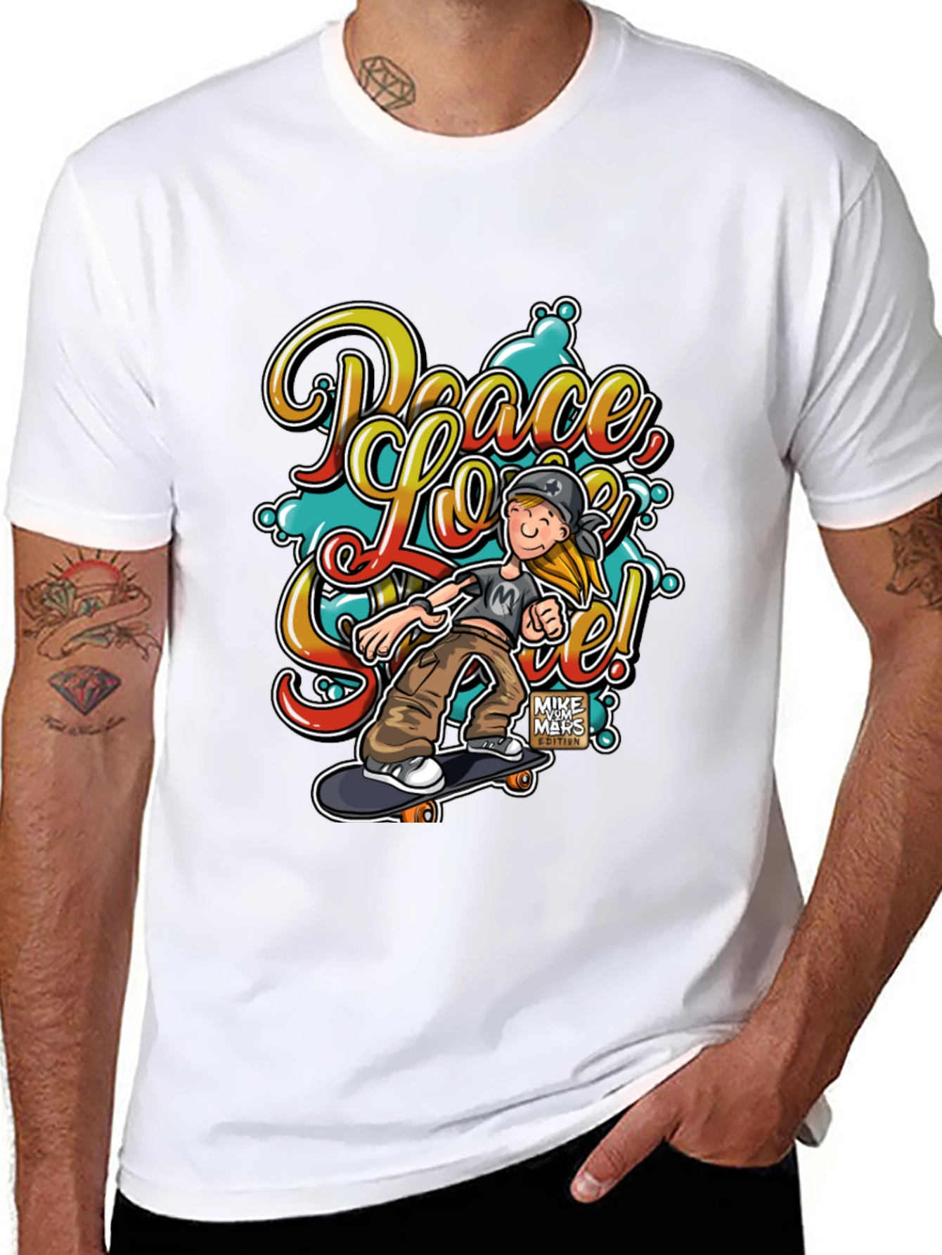 Peace Love Skate T-Shirt - Stylish Graphic Tee