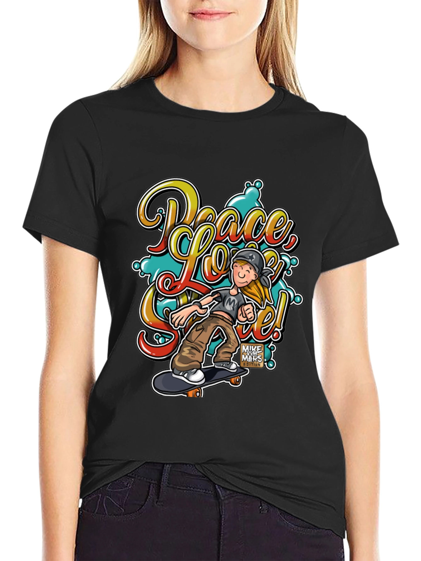 Peace Love Skate T-Shirt - Stylish Graphic Tee
