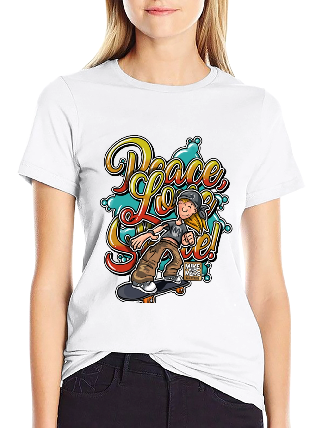 Peace Love Skate T-Shirt - Stylish Graphic Tee