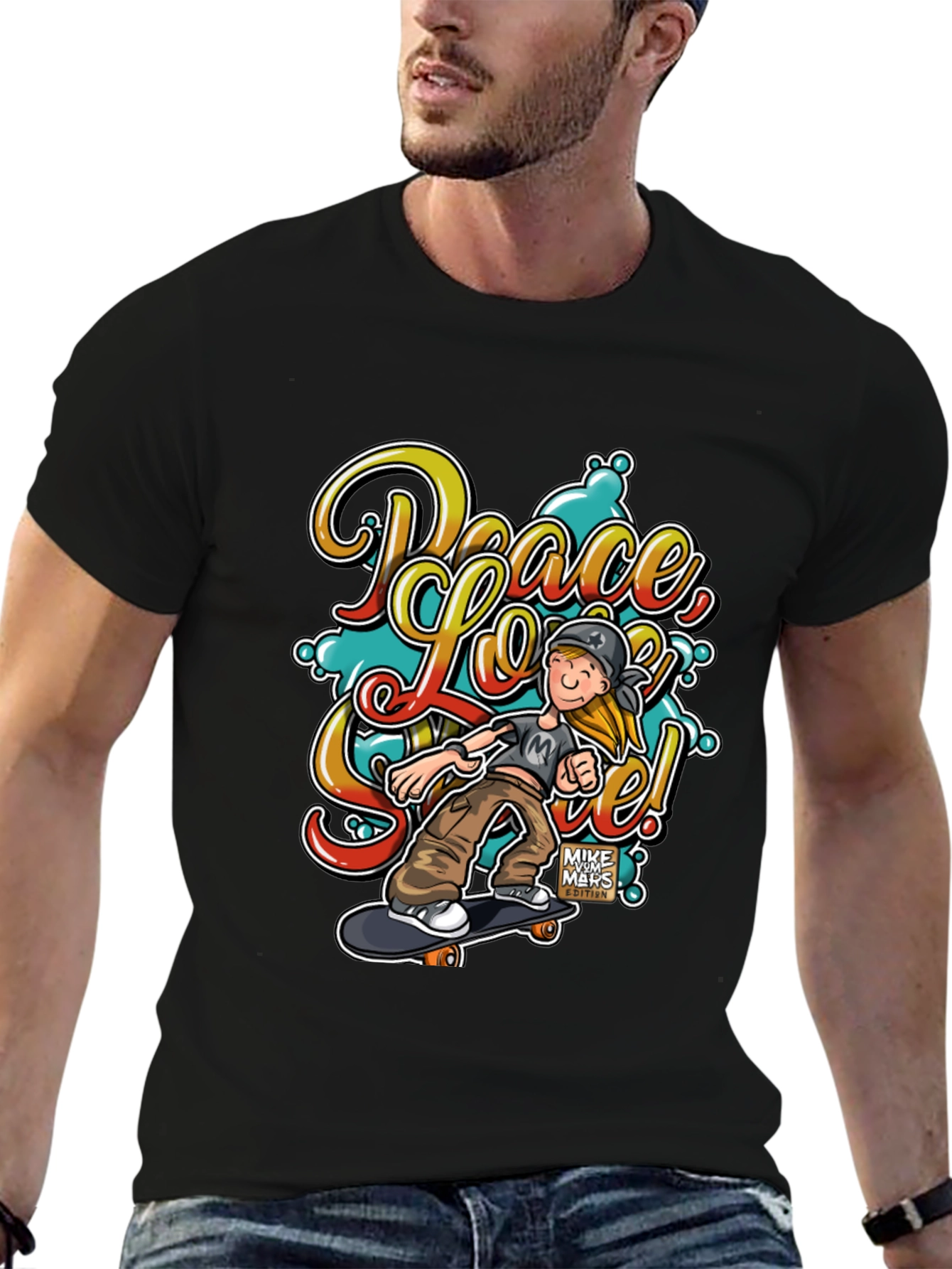 Peace Love Skate T-Shirt - Stylish Graphic Tee