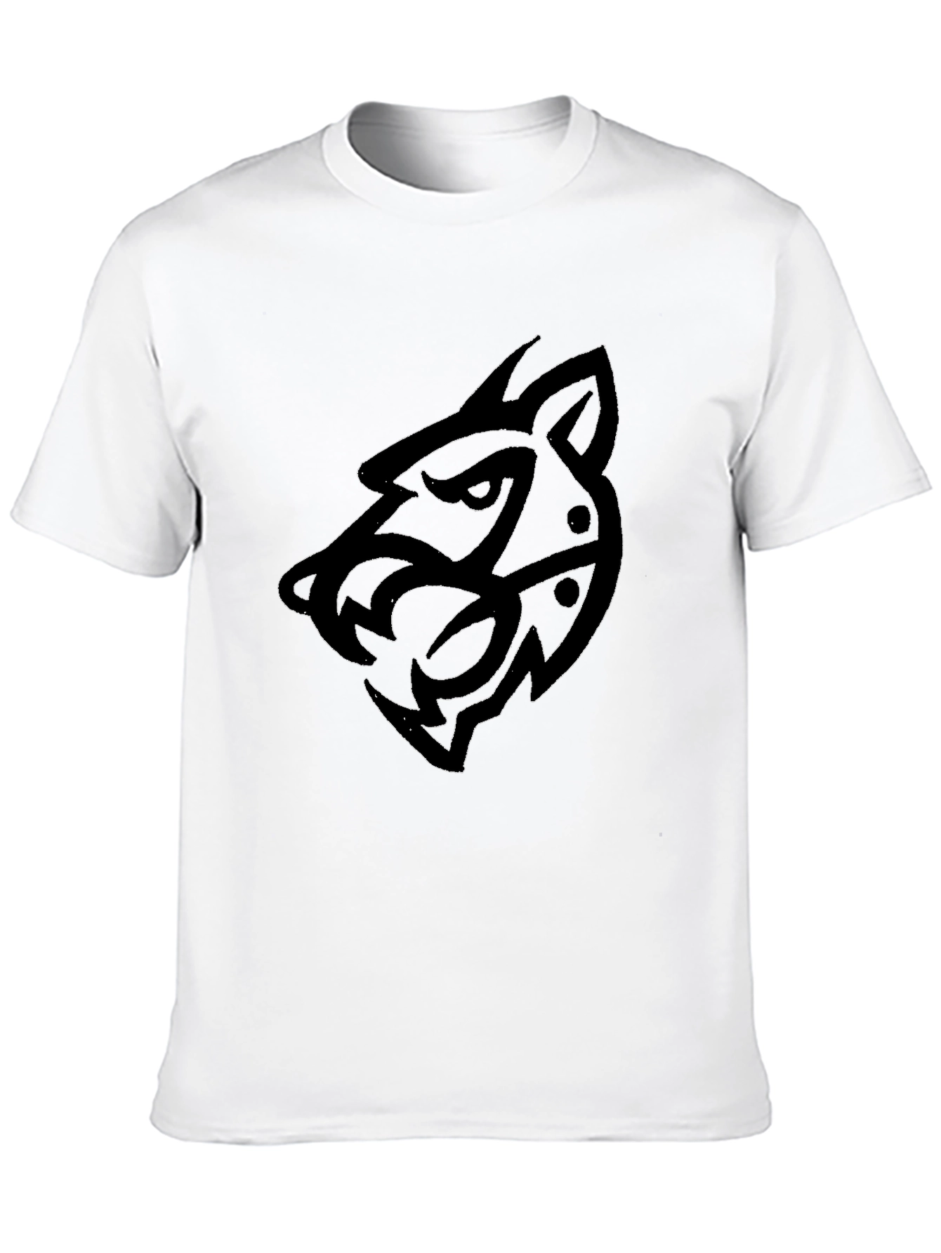 Mens Black Tribal Wolf Graphic Tee