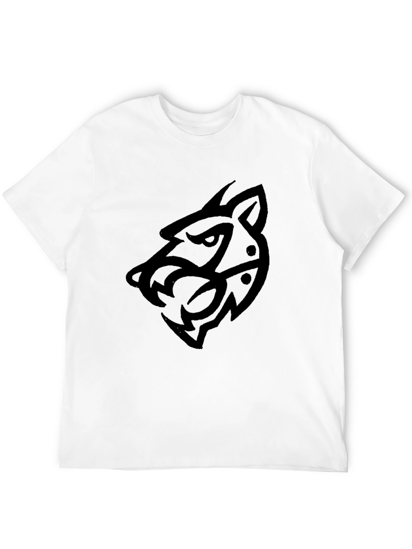Mens Black Tribal Wolf Graphic Tee