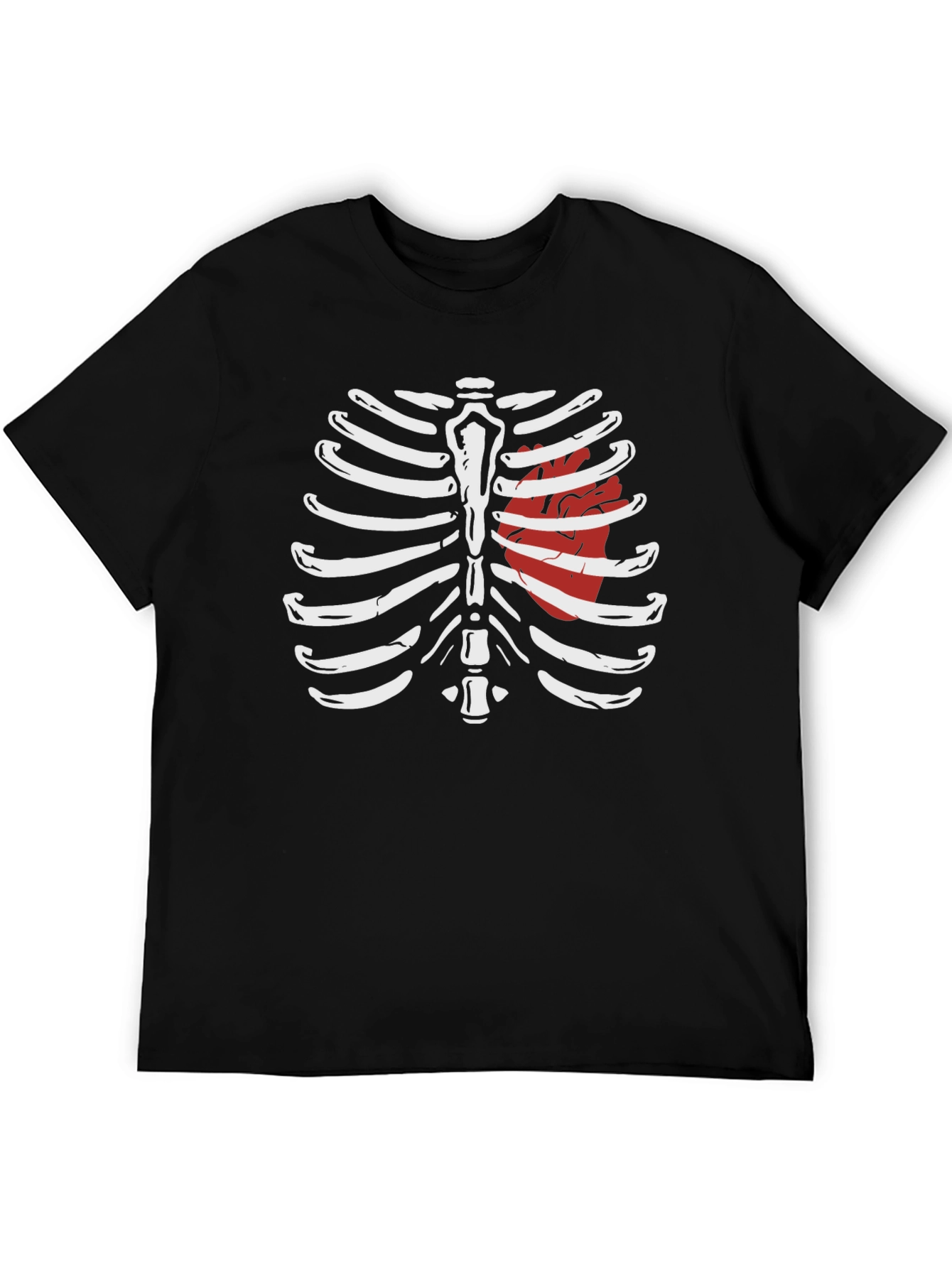 Skeleton Rib Cage Heart Graphic Tee