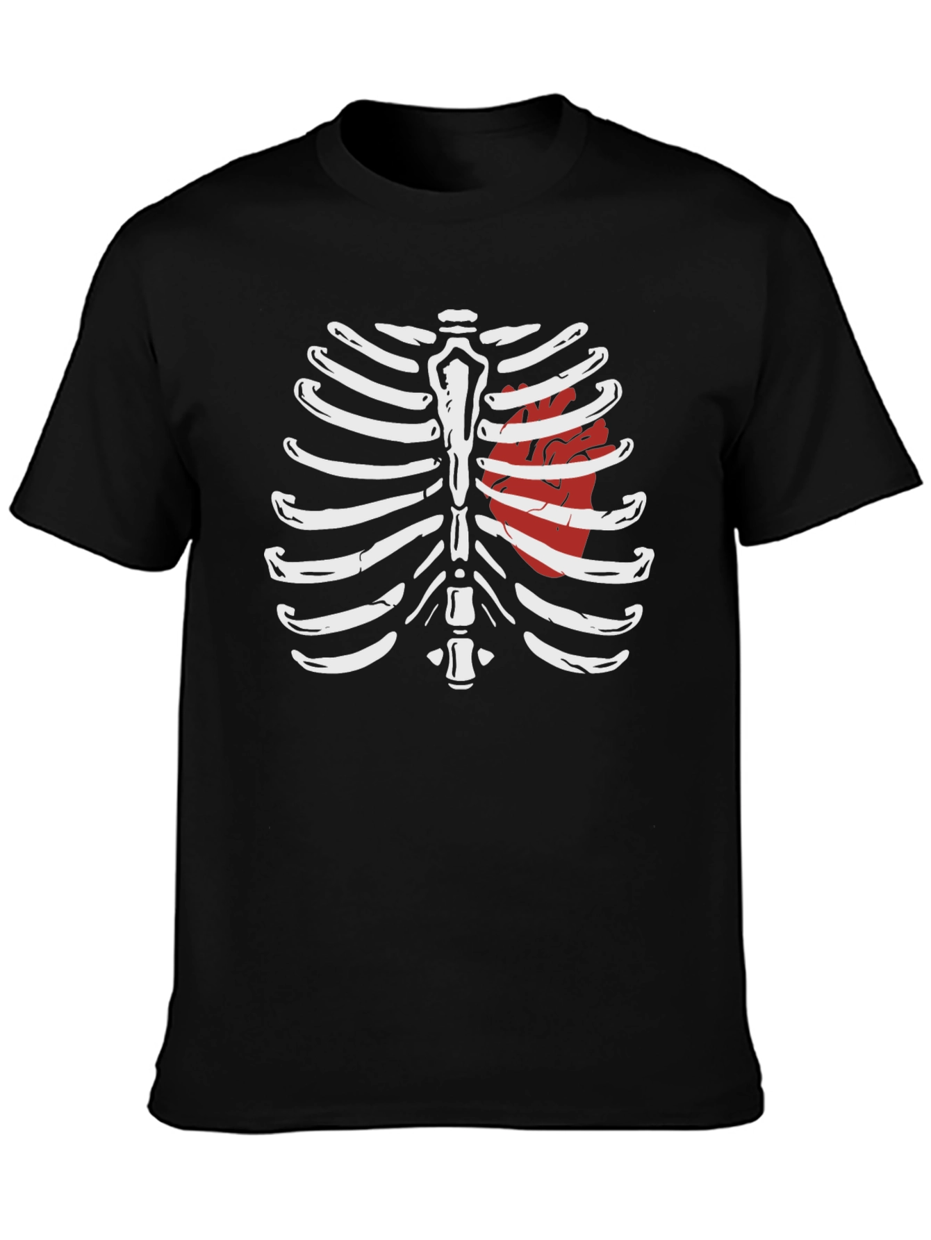 Skeleton Rib Cage Heart Graphic Tee