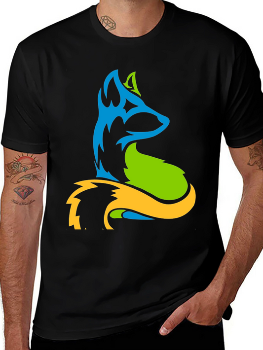 Abstract Fox Graphic Tee - Mens Black T-Shirt
