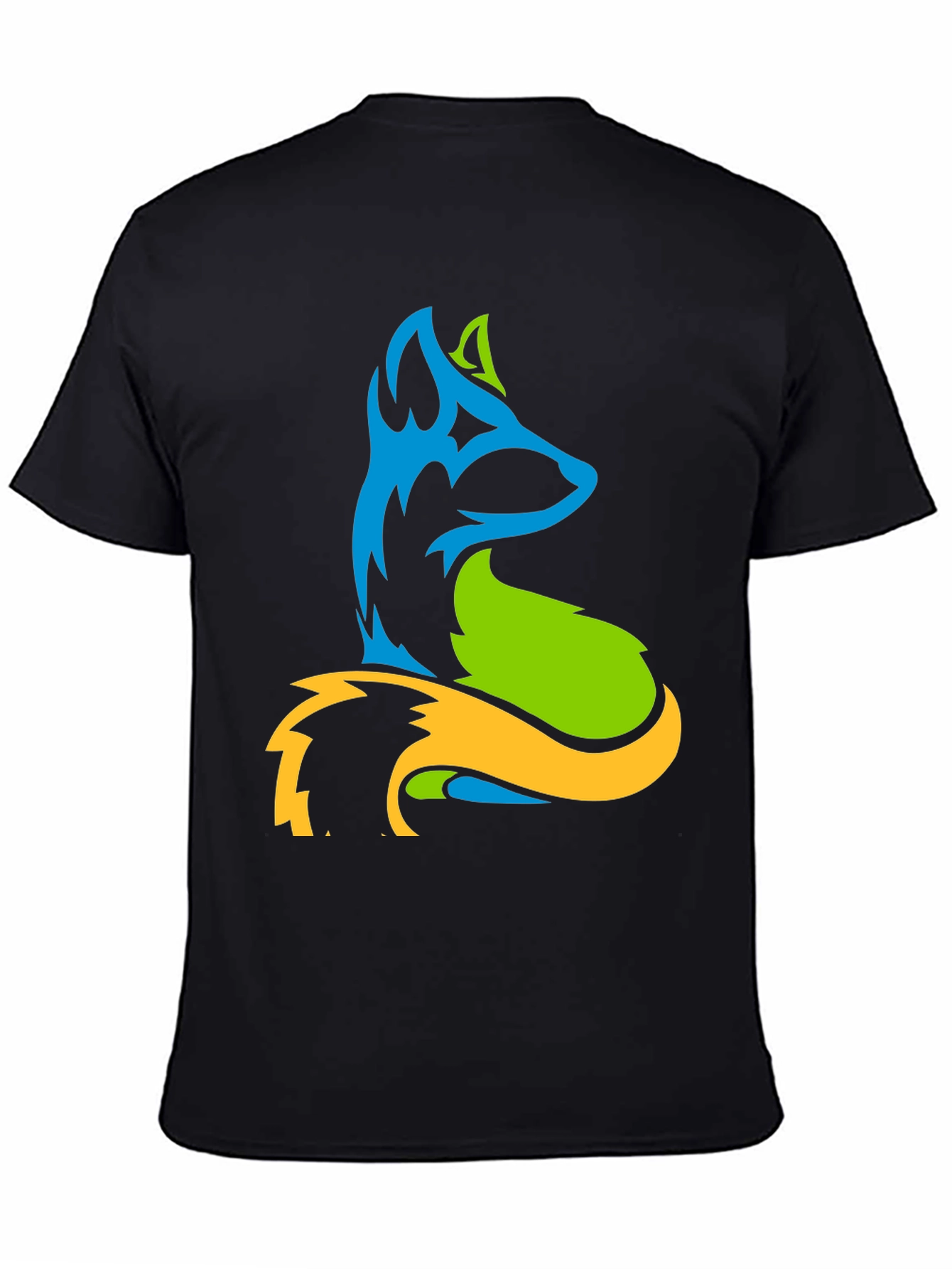 Abstract Fox Graphic Tee - Mens Black T-Shirt