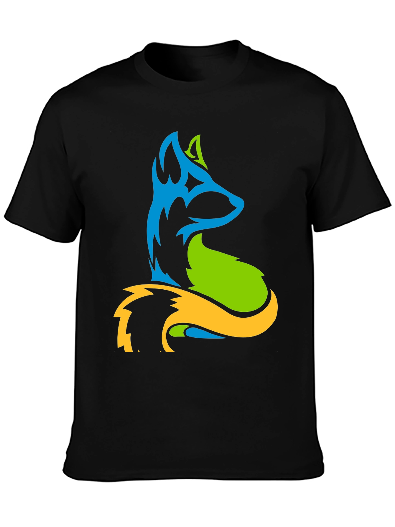 Abstract Fox Graphic Tee - Mens Black T-Shirt