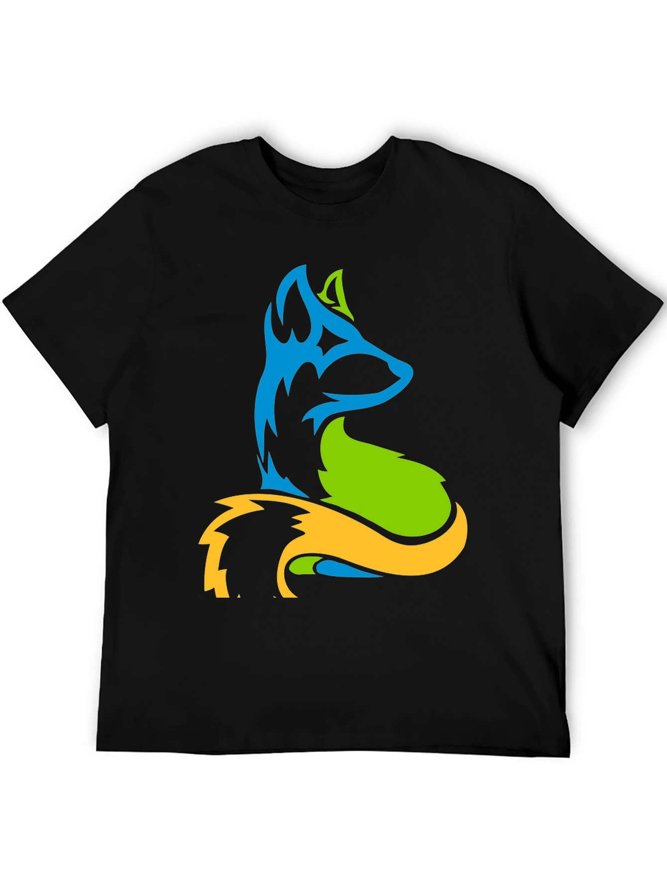 Abstract Fox Graphic Tee - Mens Black T-Shirt