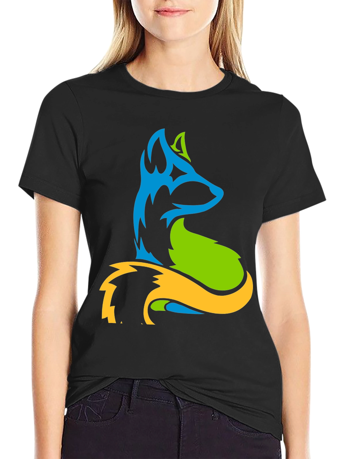 Abstract Fox Graphic Tee - Mens Black T-Shirt