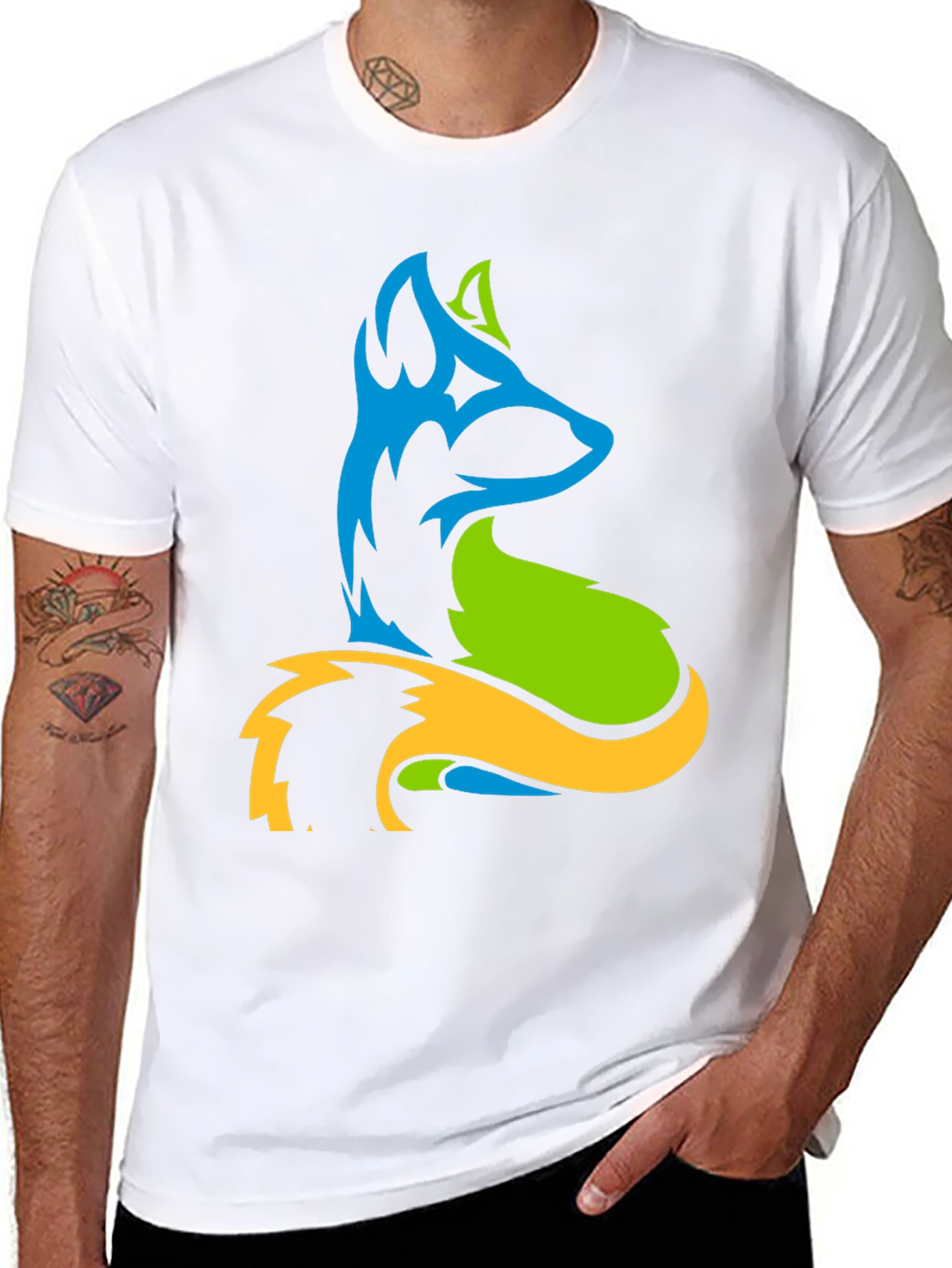 Abstract Fox Graphic Tee - Mens Black T-Shirt