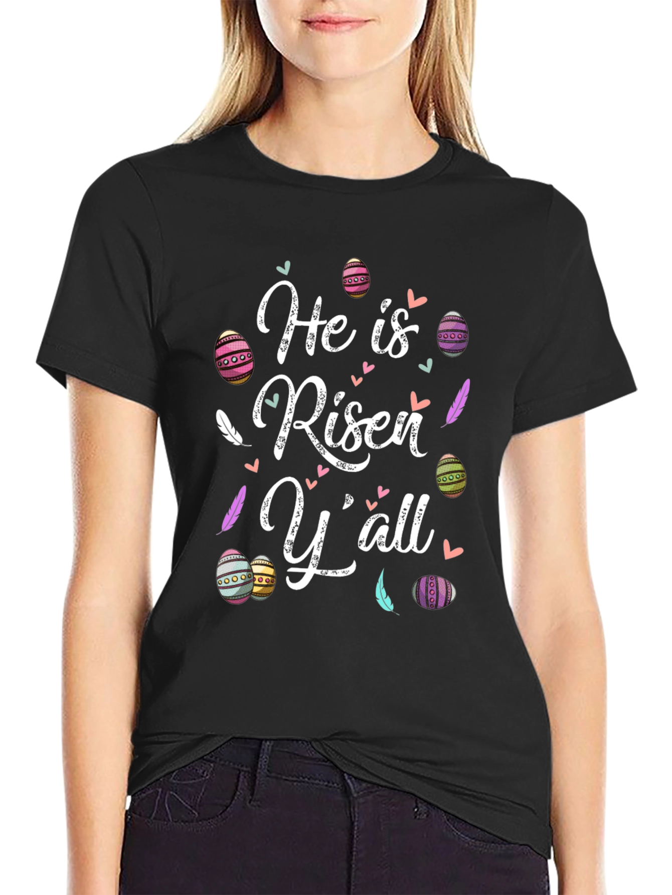 He is Risen Yall Easter Graphic T-Shirt