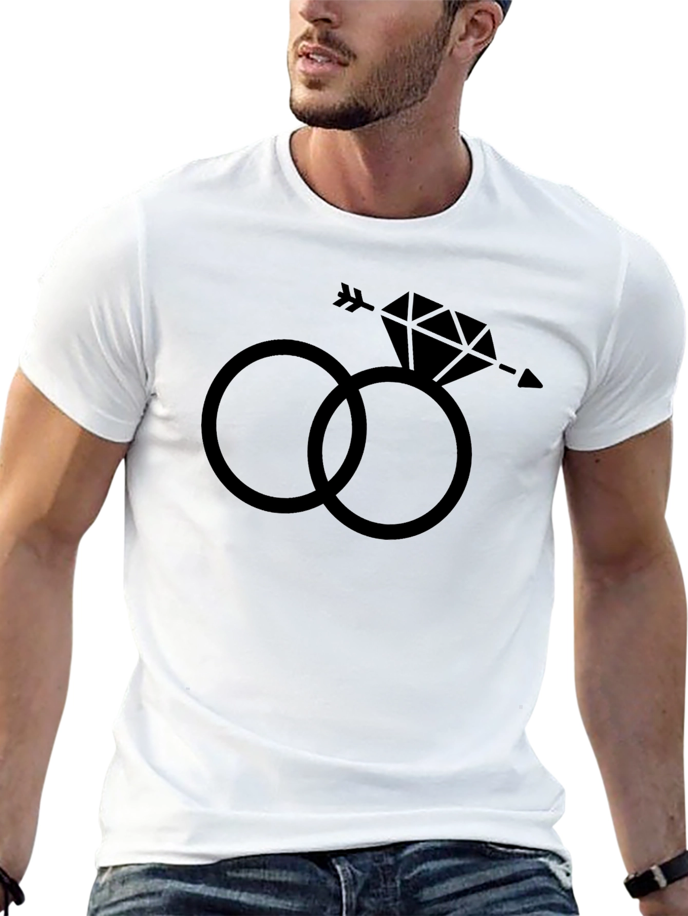 Wedding Rings Graphic Tee - Arrow Diamond Design
