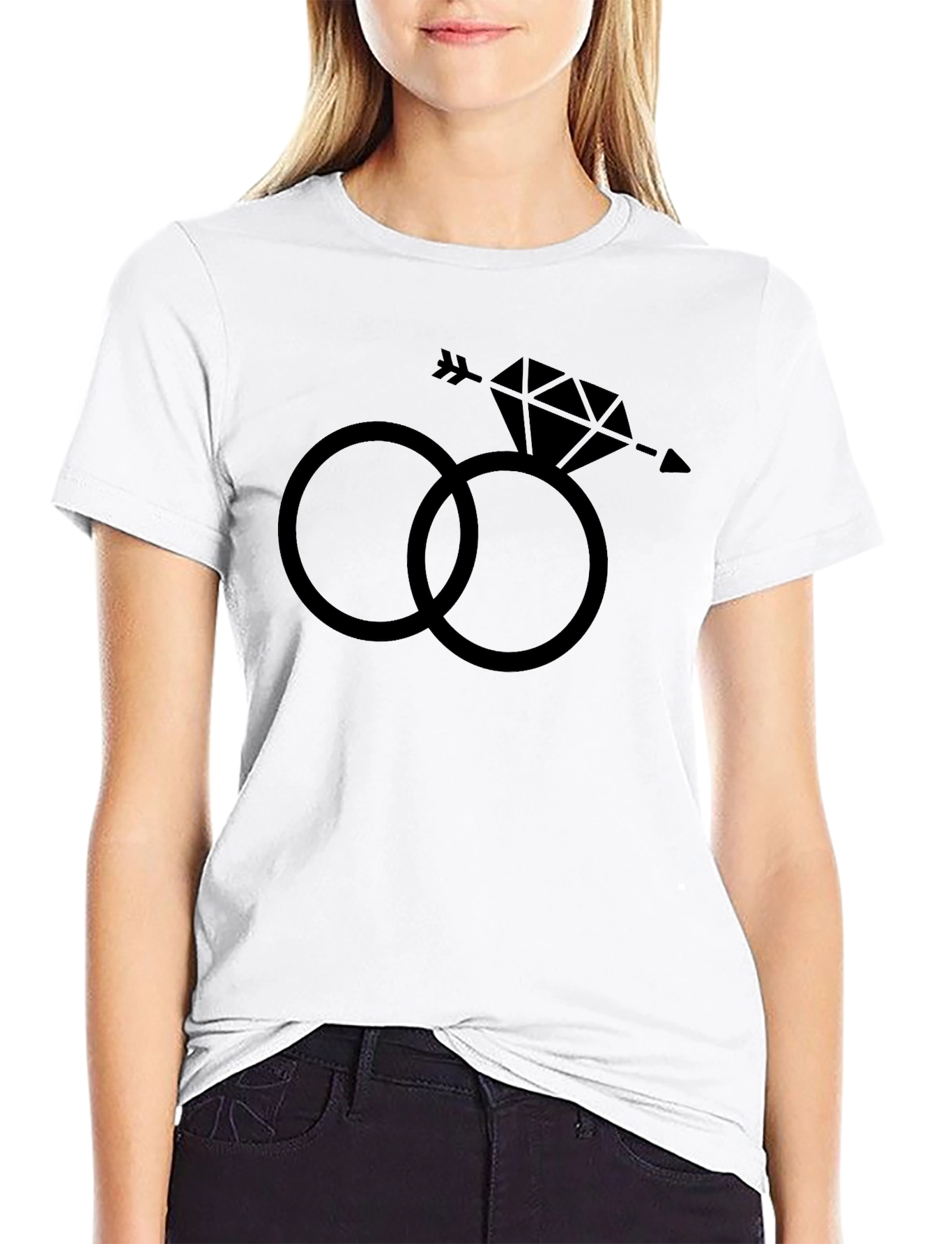 Wedding Rings Graphic Tee - Arrow Diamond Design