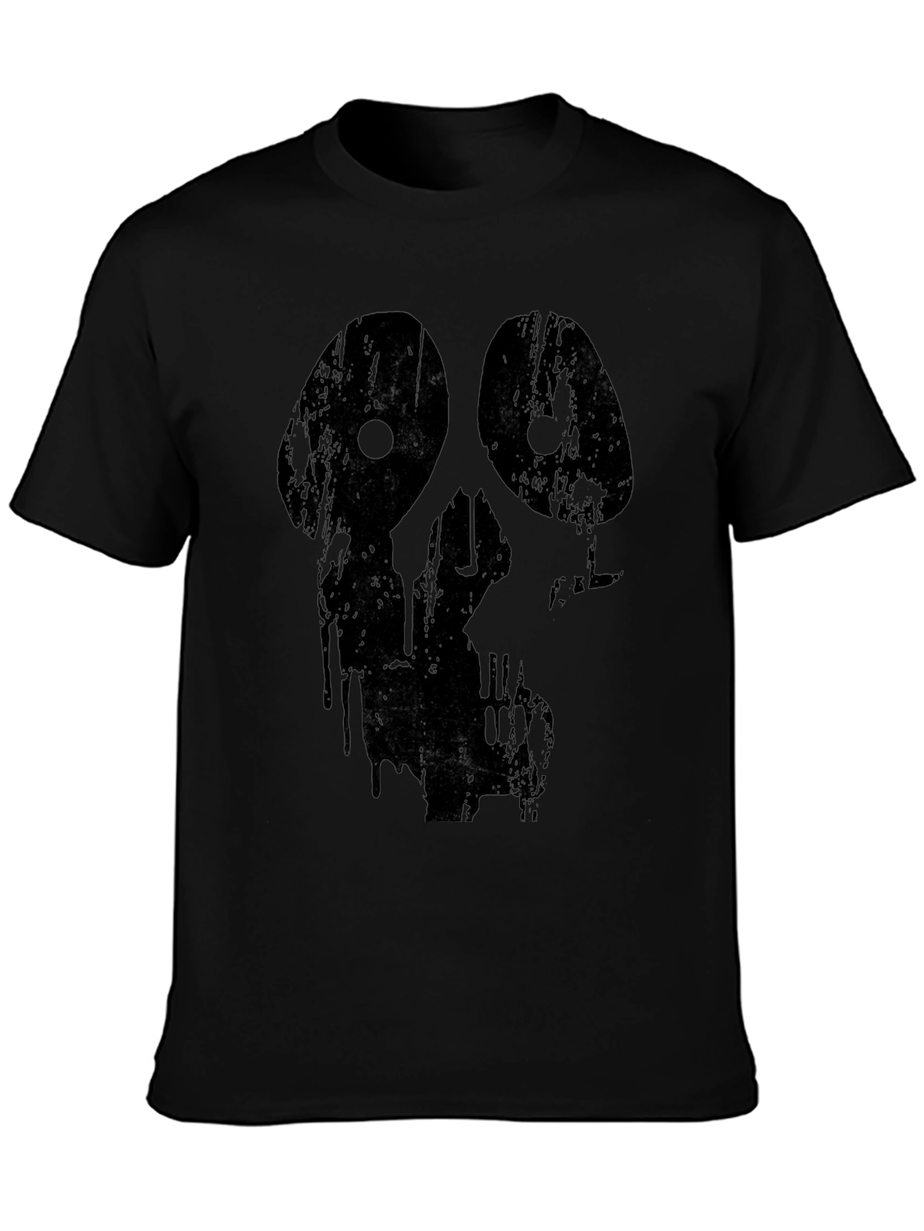 Grim Grunge Skull Graphic Black T-Shirt