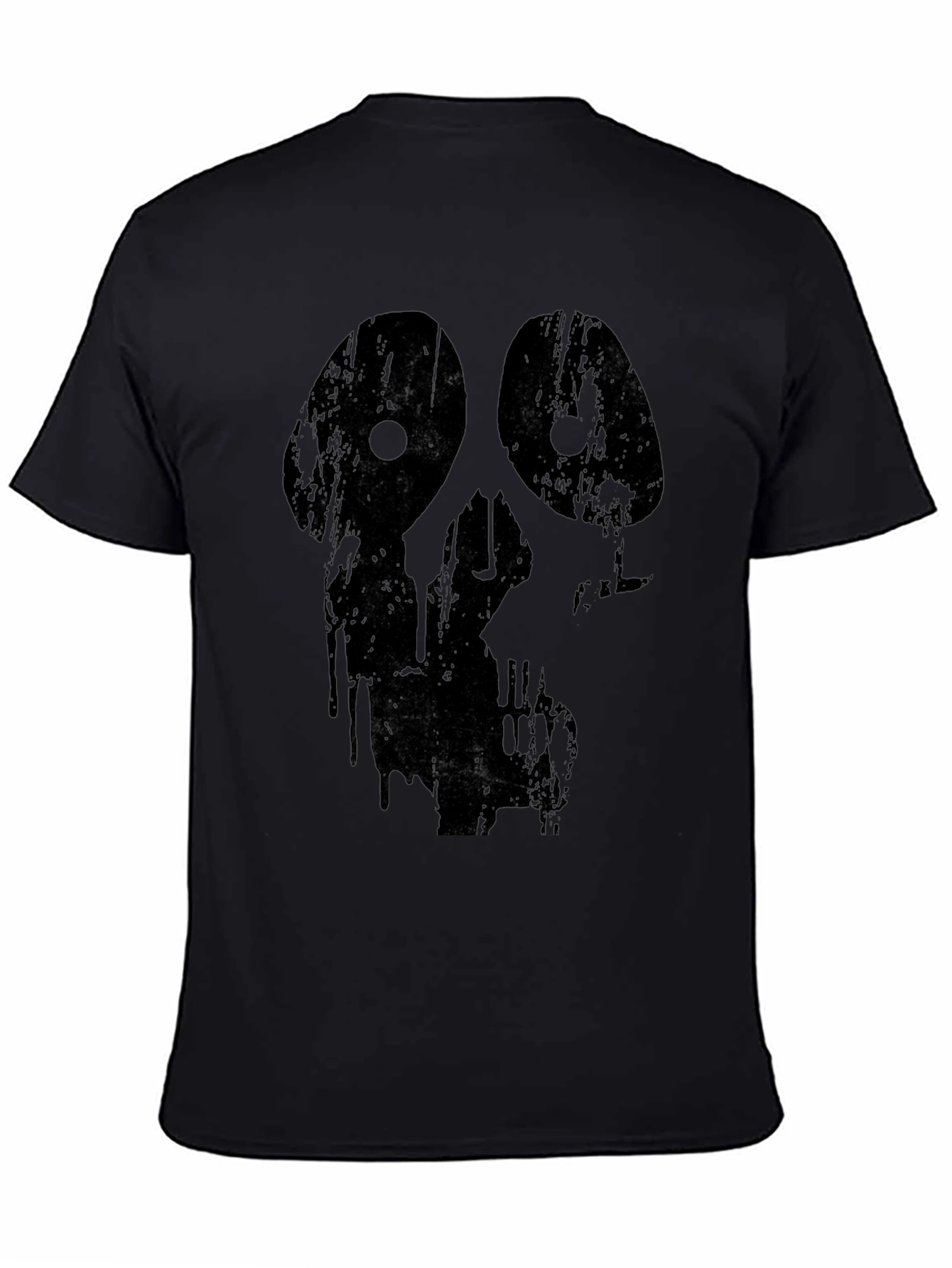 Grim Grunge Skull Graphic Black T-Shirt