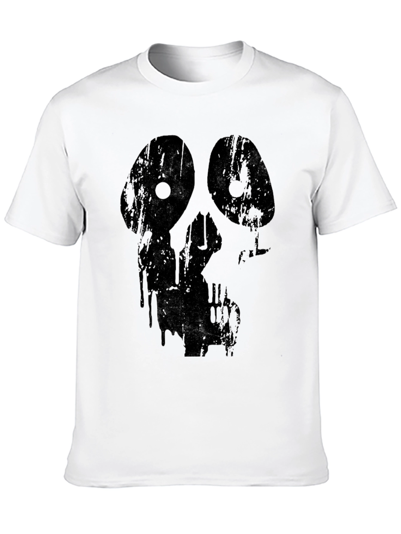 Grim Grunge Skull Graphic Black T-Shirt