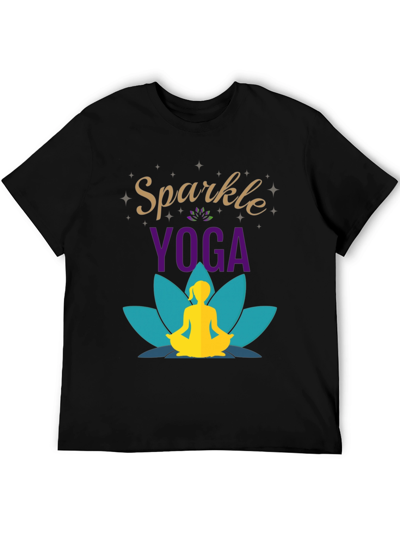 Sparkle Yoga Black Graphic T-Shirt