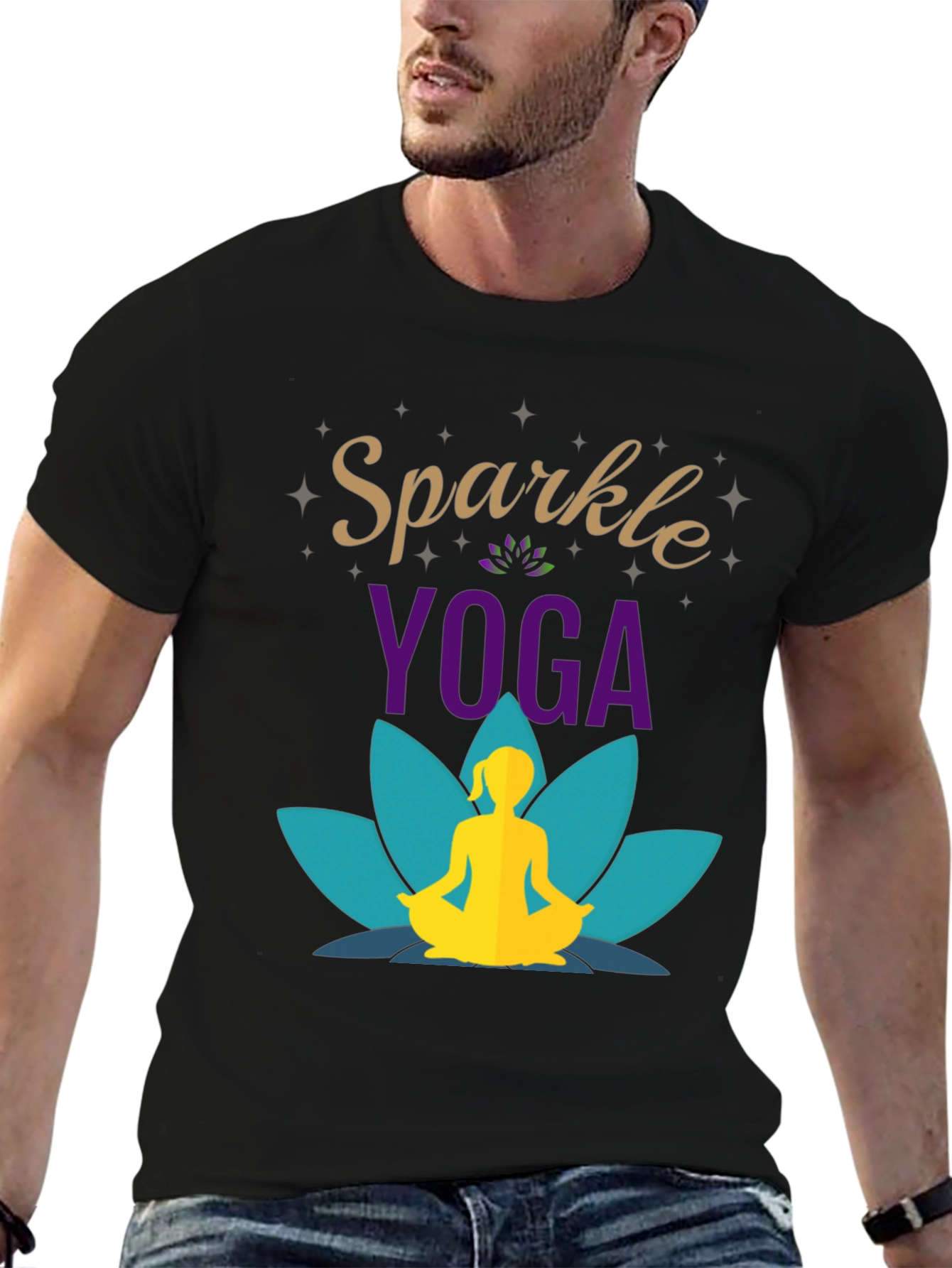 Sparkle Yoga Black Graphic T-Shirt