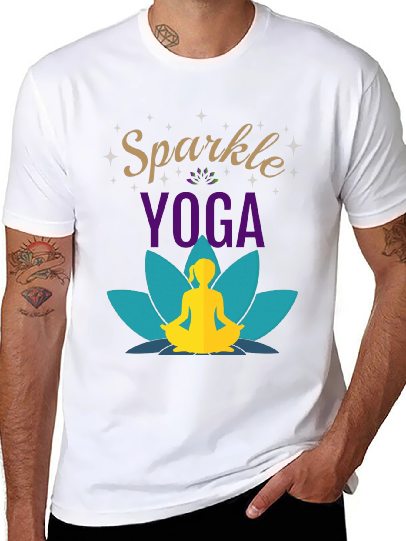 Sparkle Yoga Black Graphic T-Shirt