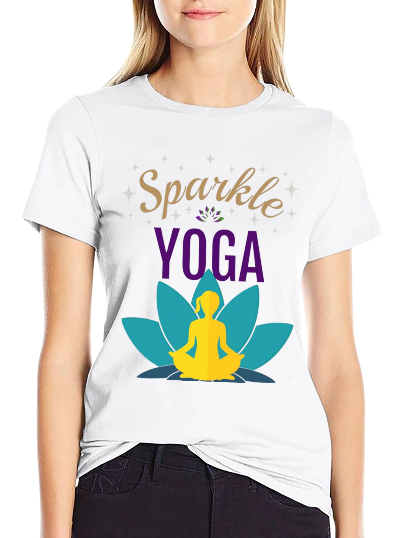 Sparkle Yoga Black Graphic T-Shirt