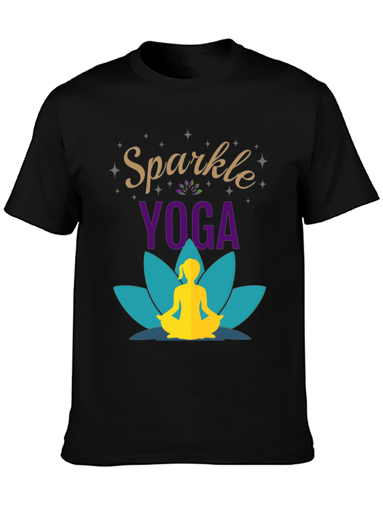 Sparkle Yoga Black Graphic T-Shirt