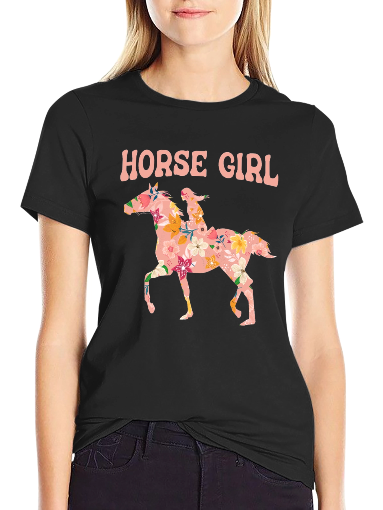 Floral Horse Girl Graphic Tee