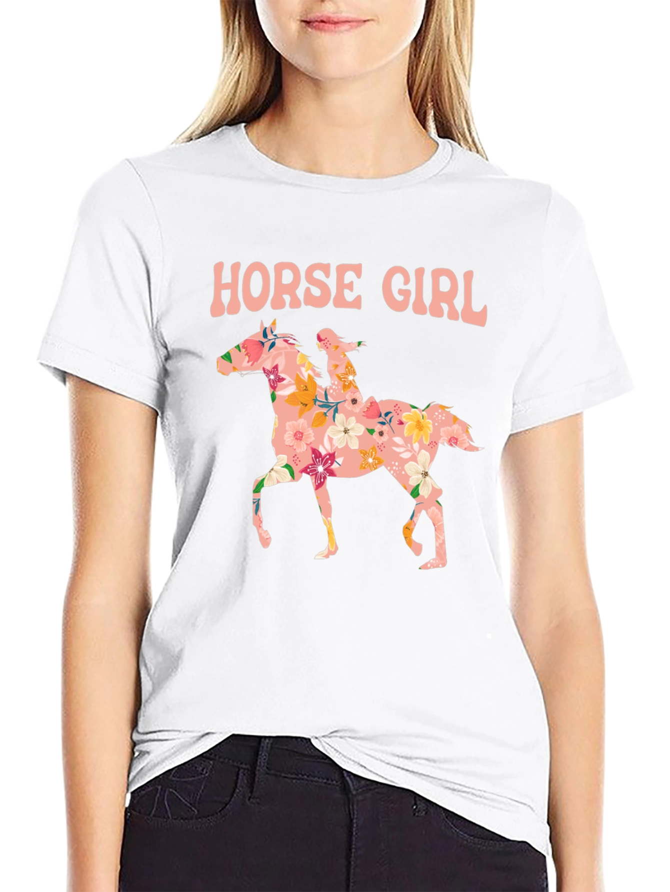 Floral Horse Girl Graphic Tee