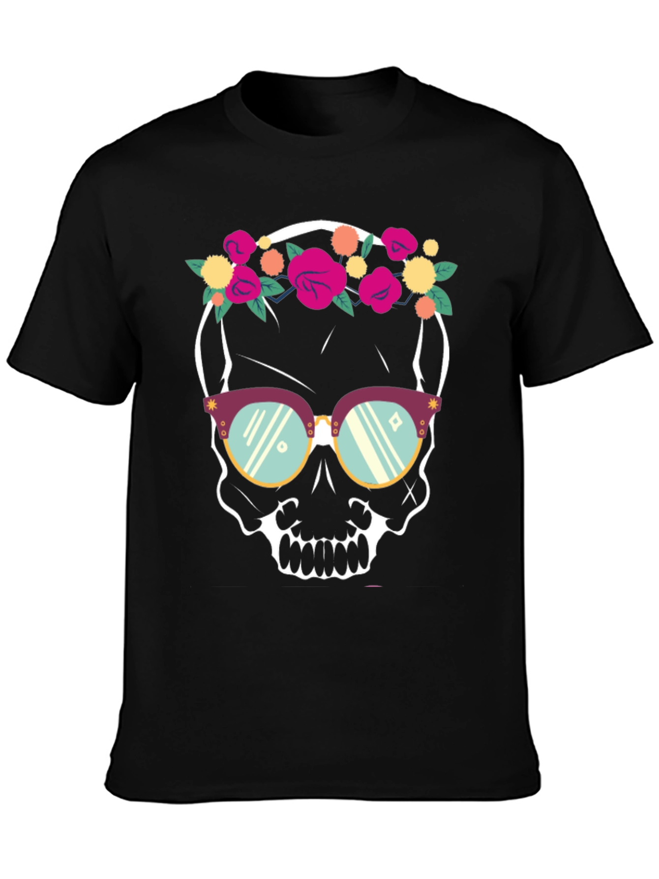 Floral Skull T-Shirt - Trendy Graphic Tee