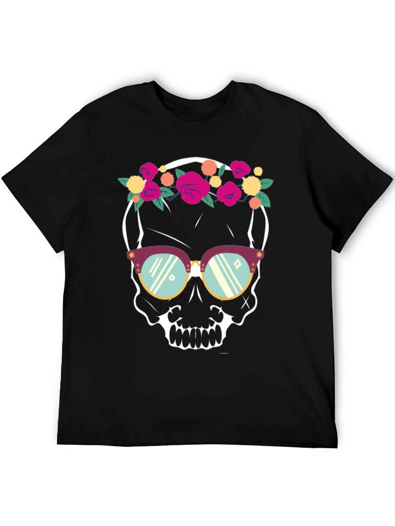Floral Skull T-Shirt - Trendy Graphic Tee