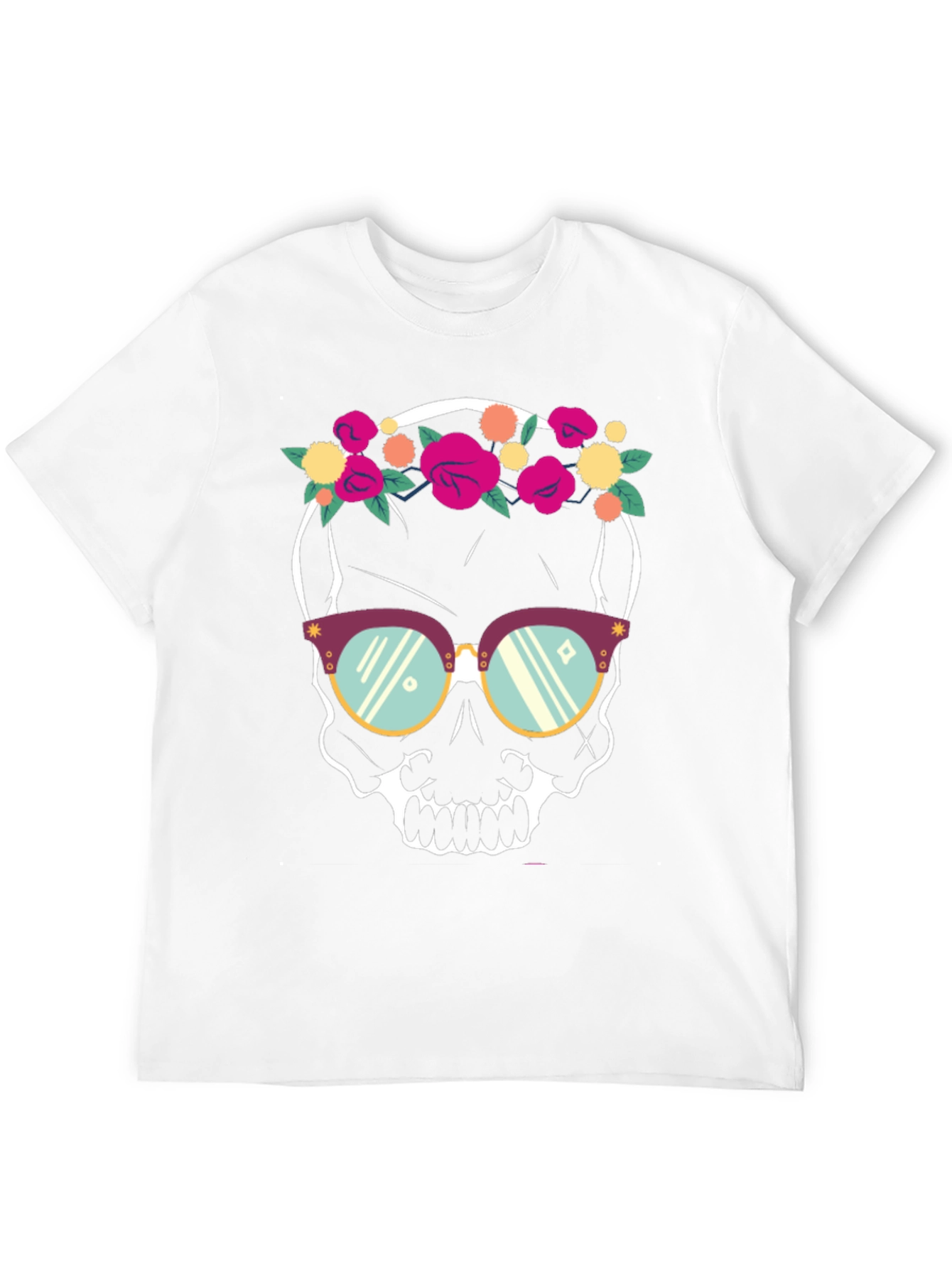 Floral Skull T-Shirt - Trendy Graphic Tee