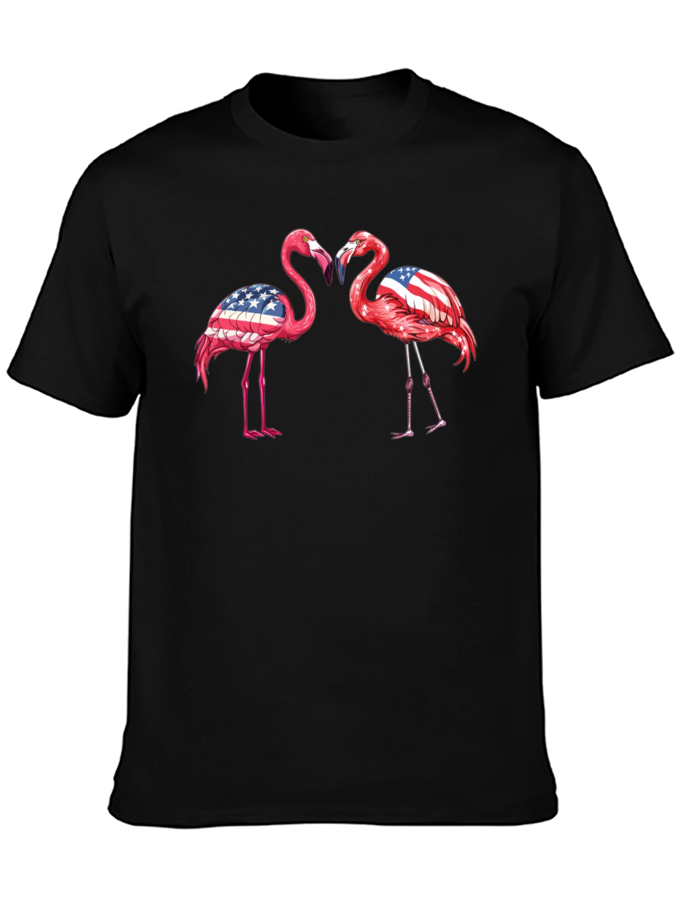 Patriotic Flamingo USA Flag Graphic T-Shirt
