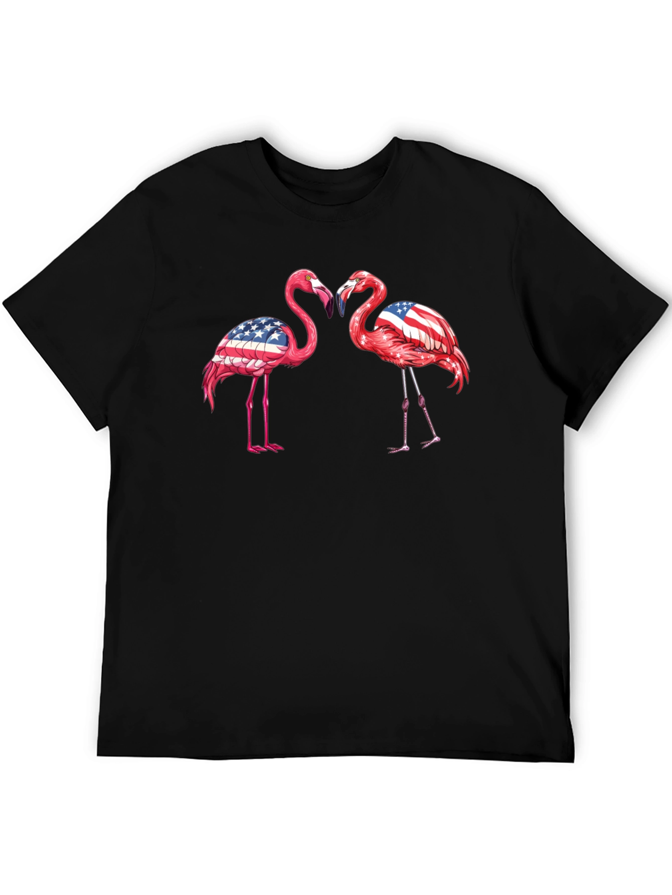 Patriotic Flamingo USA Flag Graphic T-Shirt