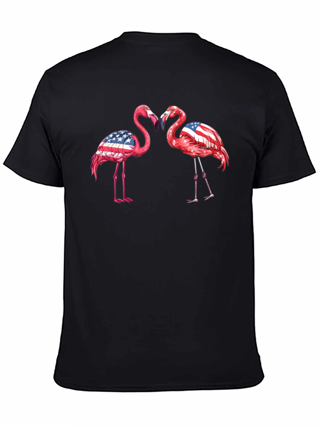 Patriotic Flamingo USA Flag Graphic T-Shirt