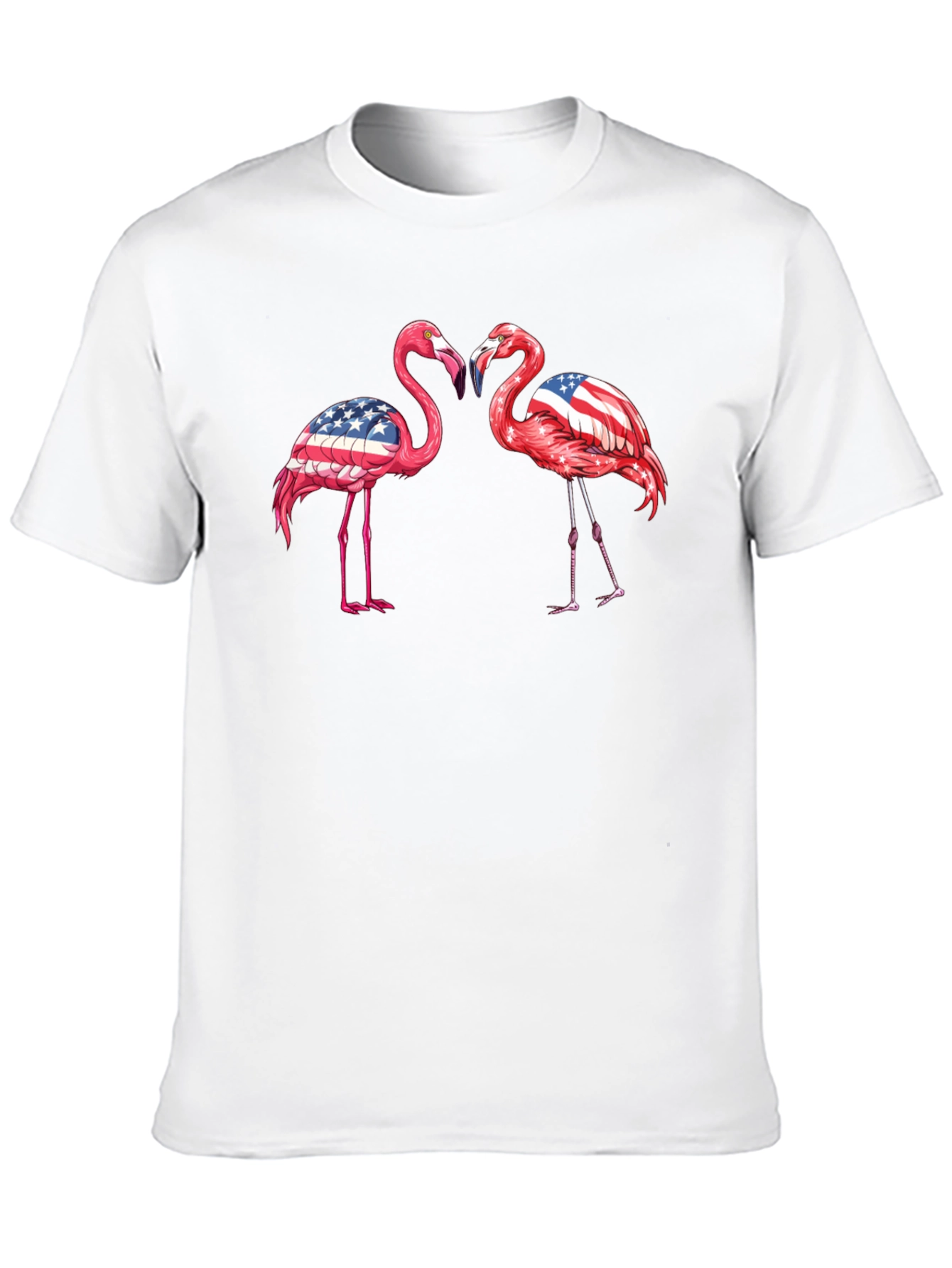 Patriotic Flamingo USA Flag Graphic T-Shirt