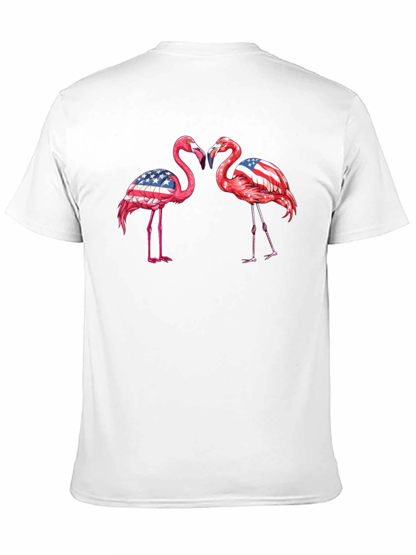 Patriotic Flamingo USA Flag Graphic T-Shirt