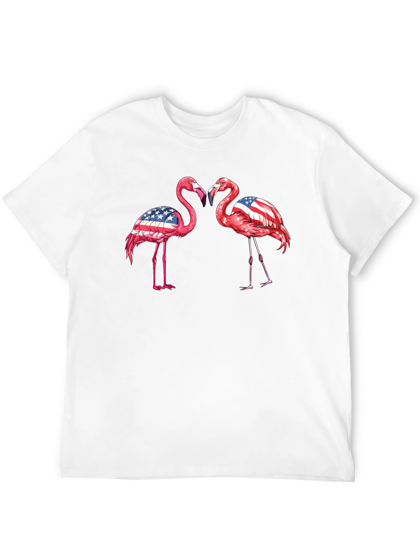 Patriotic Flamingo USA Flag Graphic T-Shirt
