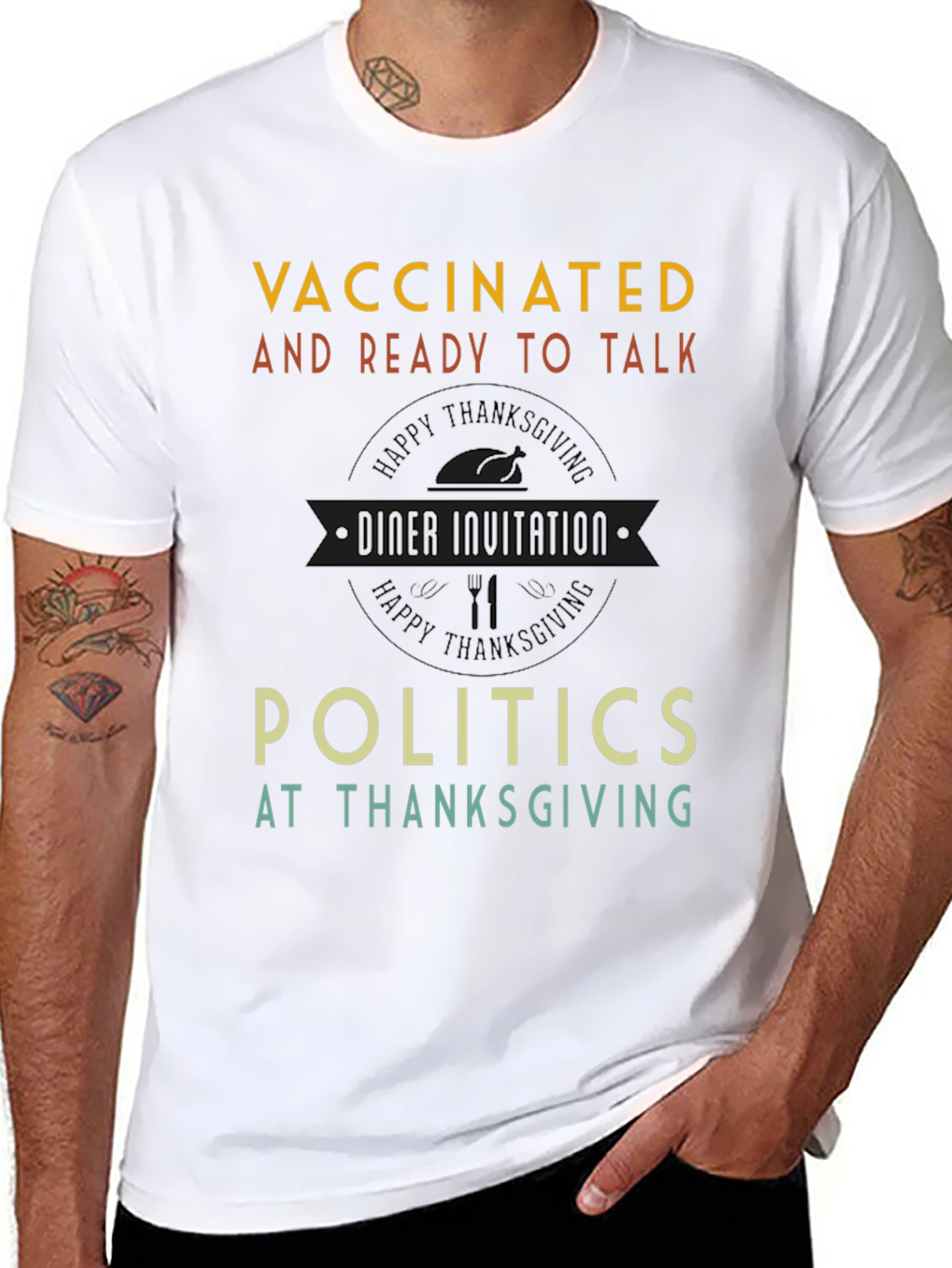 Vaccinated Thanksgiving T-Shirt - Ready to Talk Politics