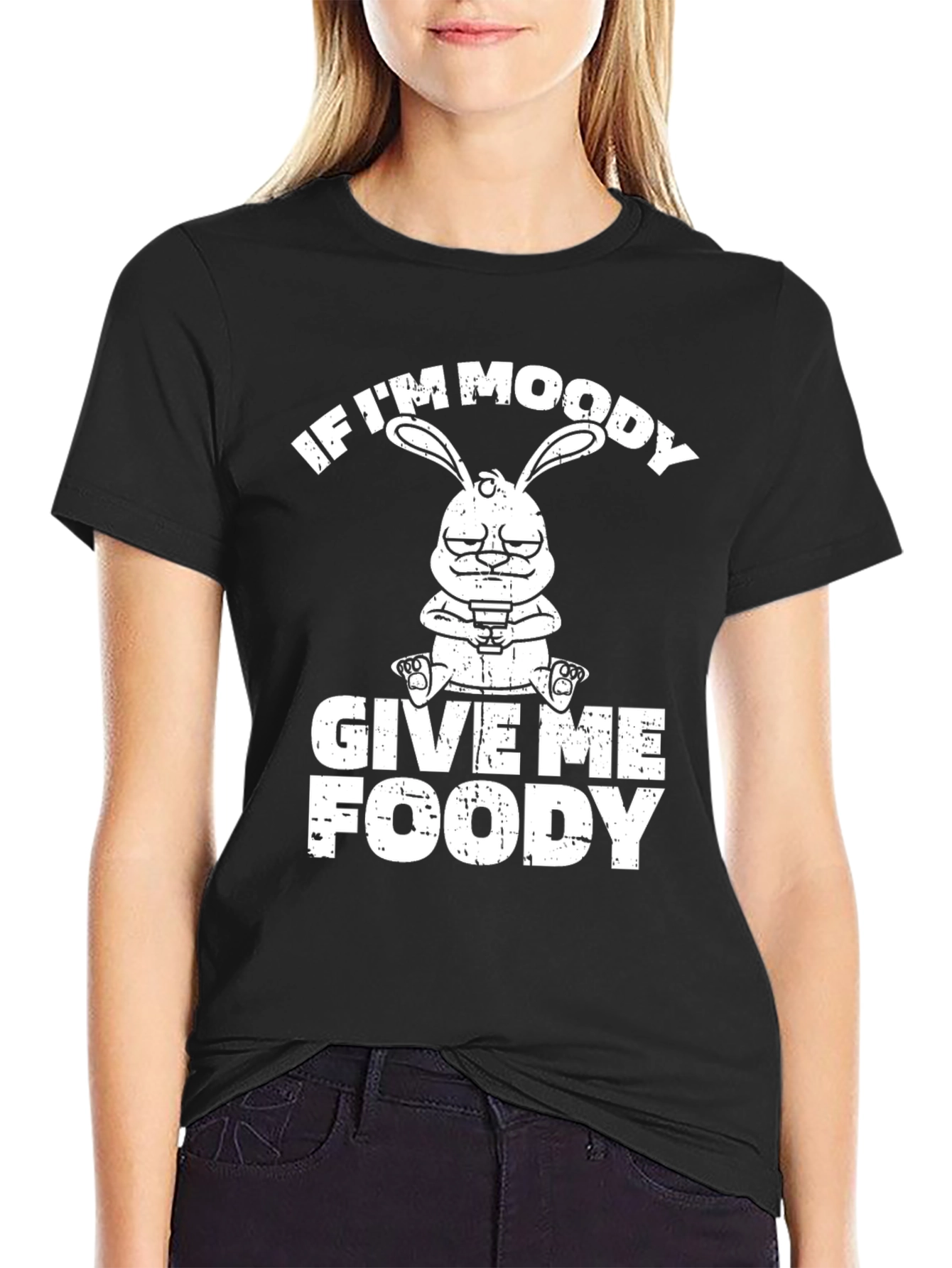 Moody Bunny Foody T-Shirt - Funny Graphic Tee