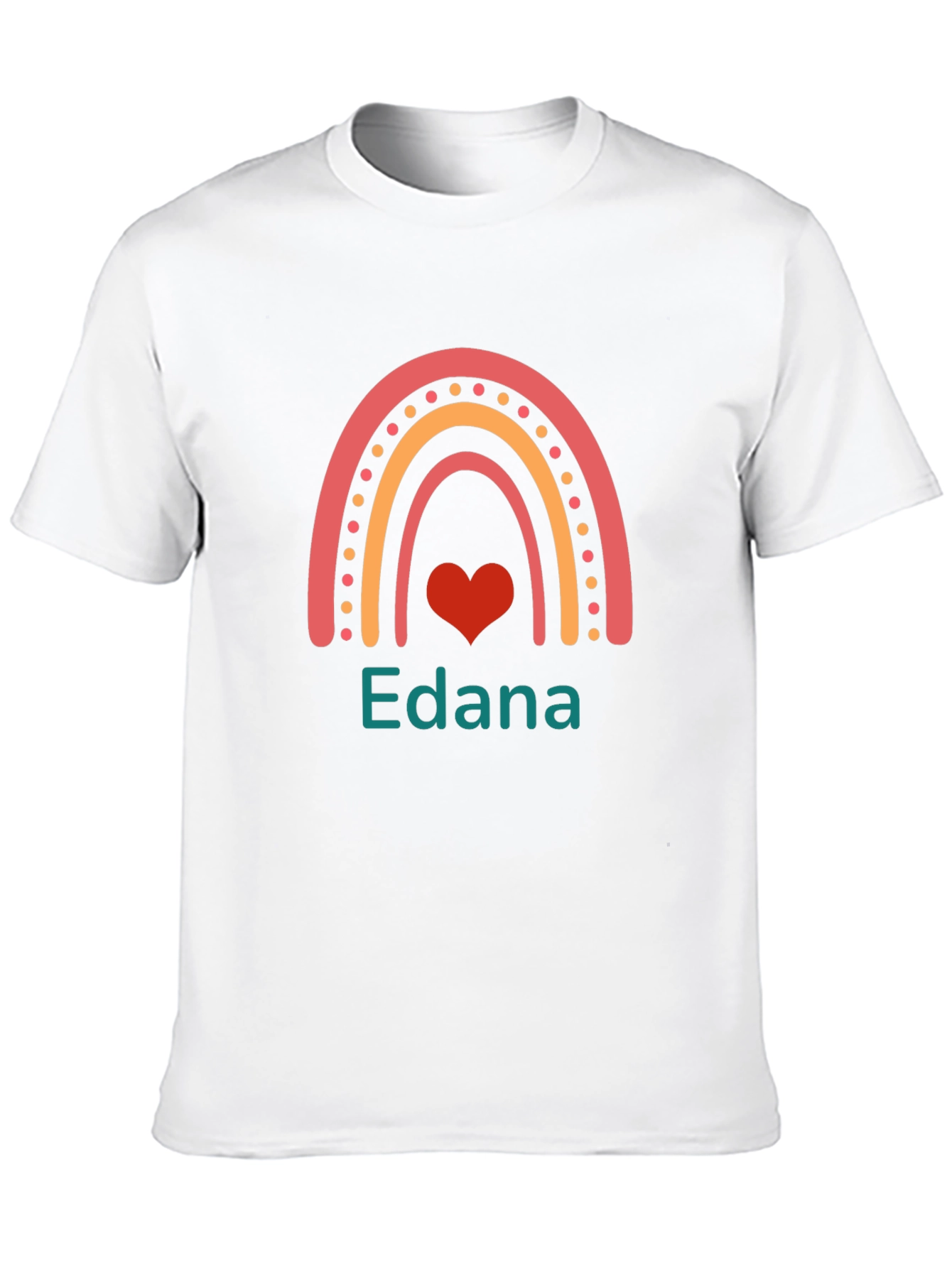 Edana Rainbow Heart Personalized Black T-Shirt