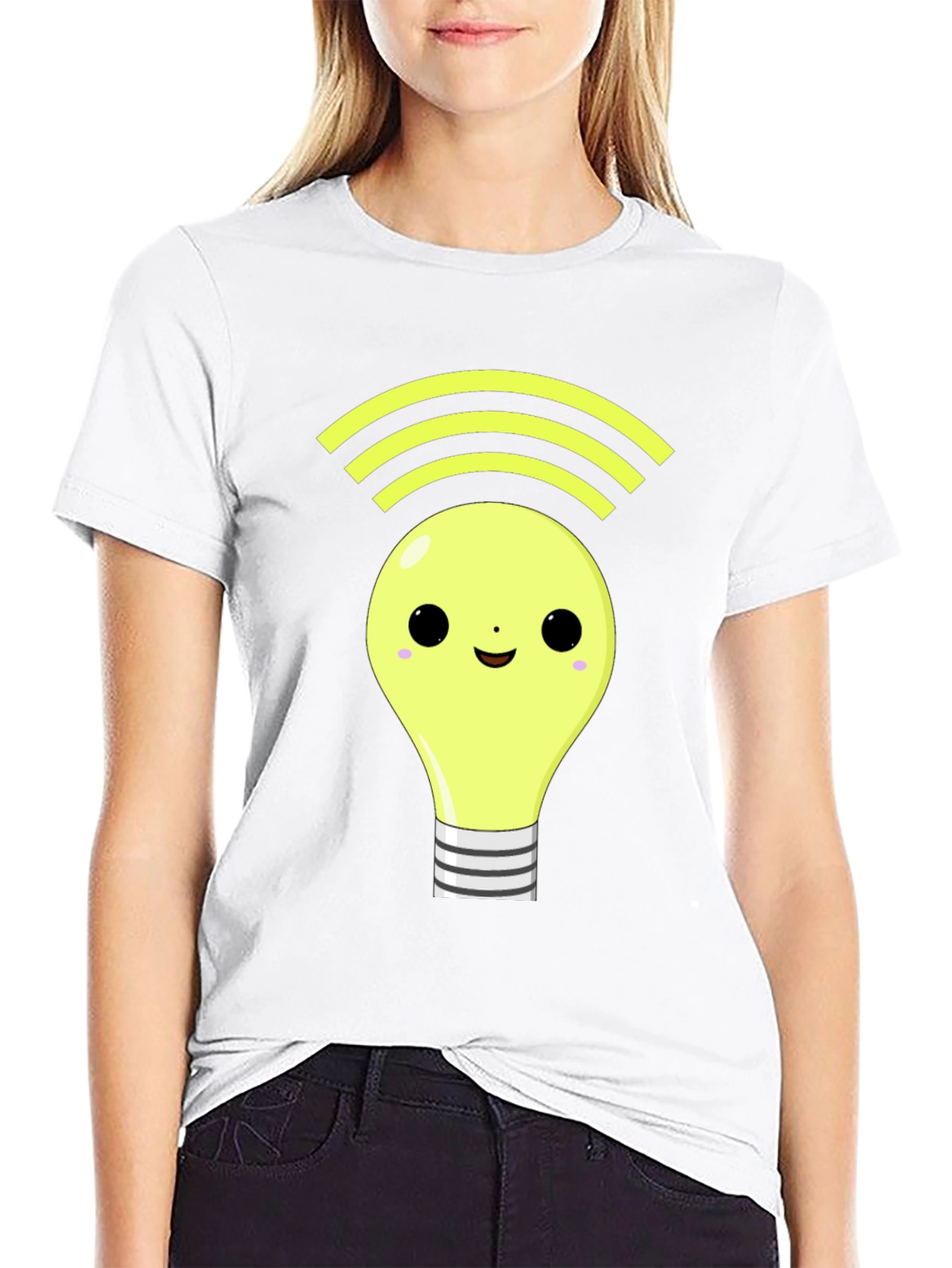 Light Bulb WiFi Graphic Tee - Black Cotton T-Shirt