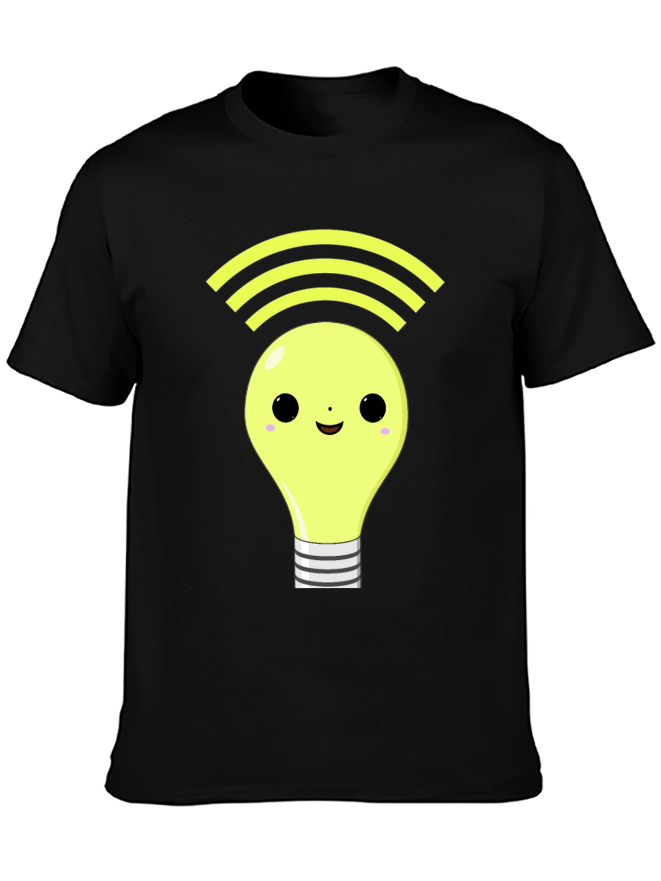 Light Bulb WiFi Graphic Tee - Black Cotton T-Shirt