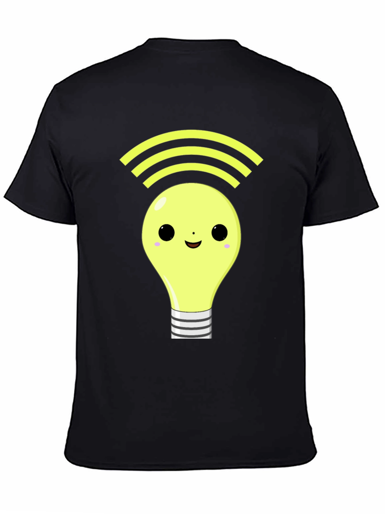 Light Bulb WiFi Graphic Tee - Black Cotton T-Shirt