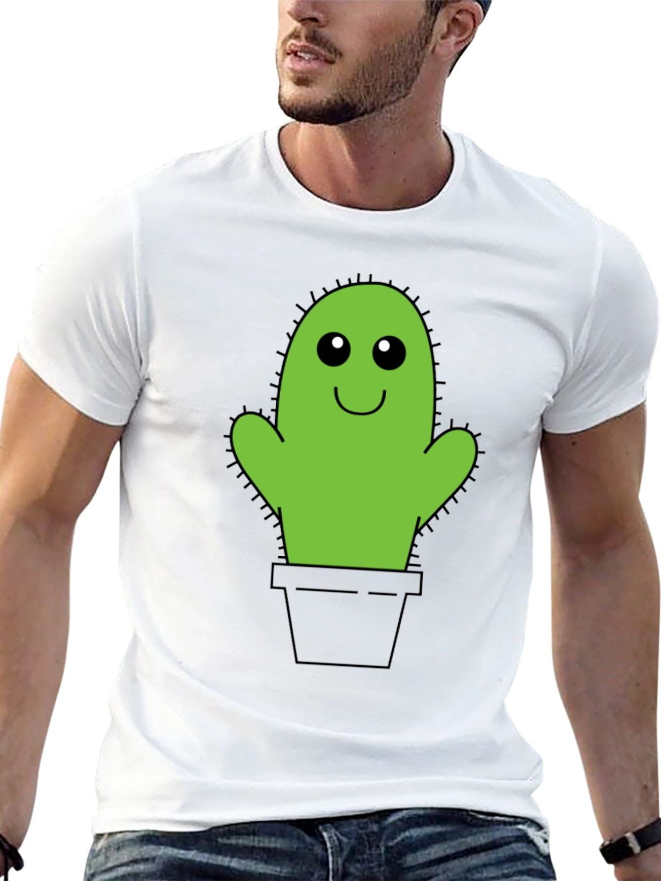 Cute Cactus Graphic Tee - Black