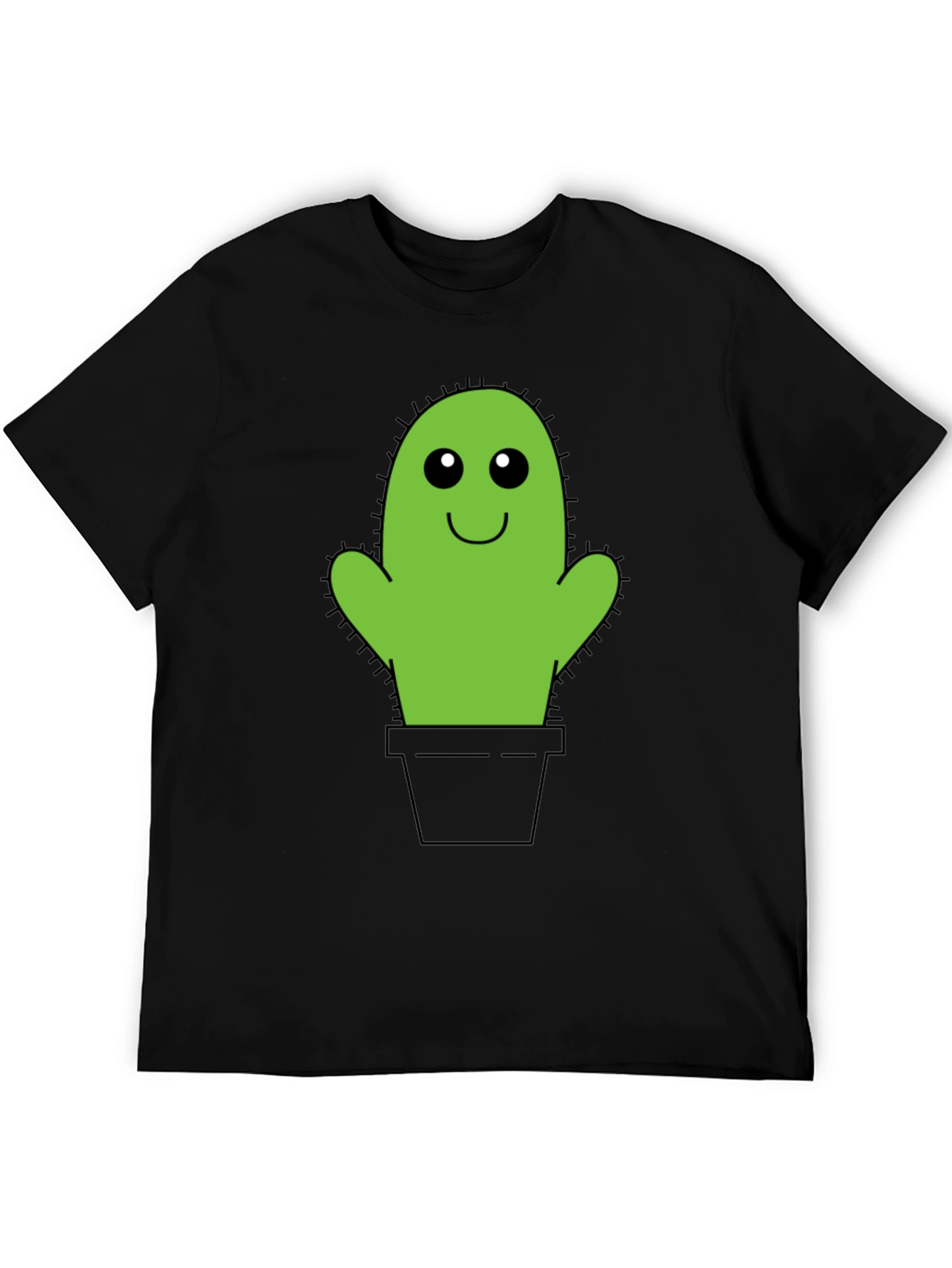 Cute Cactus Graphic Tee - Black
