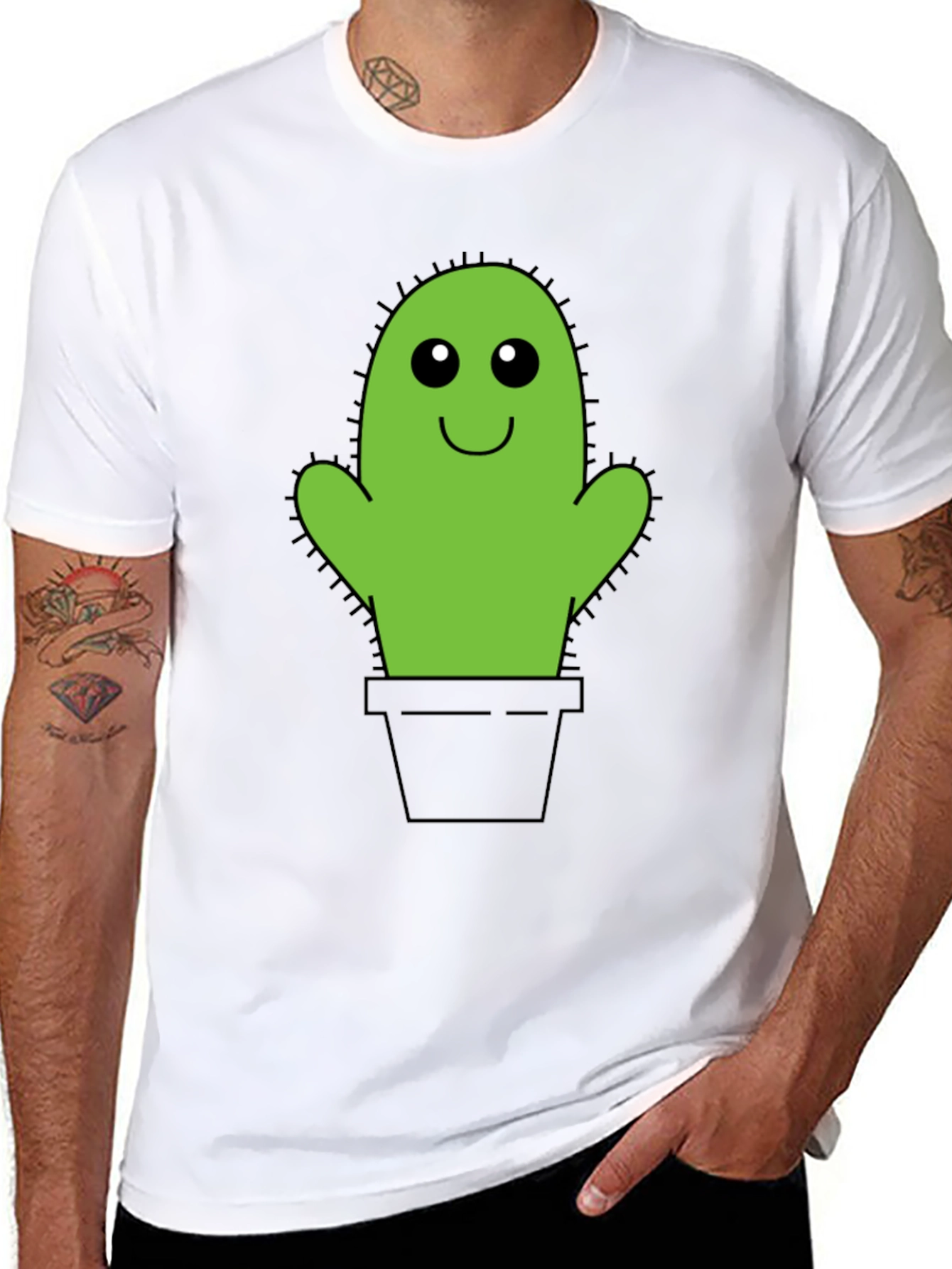 Cute Cactus Graphic Tee - Black
