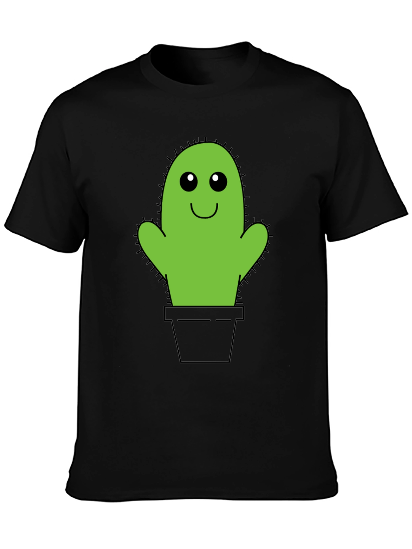 Cute Cactus Graphic Tee - Black